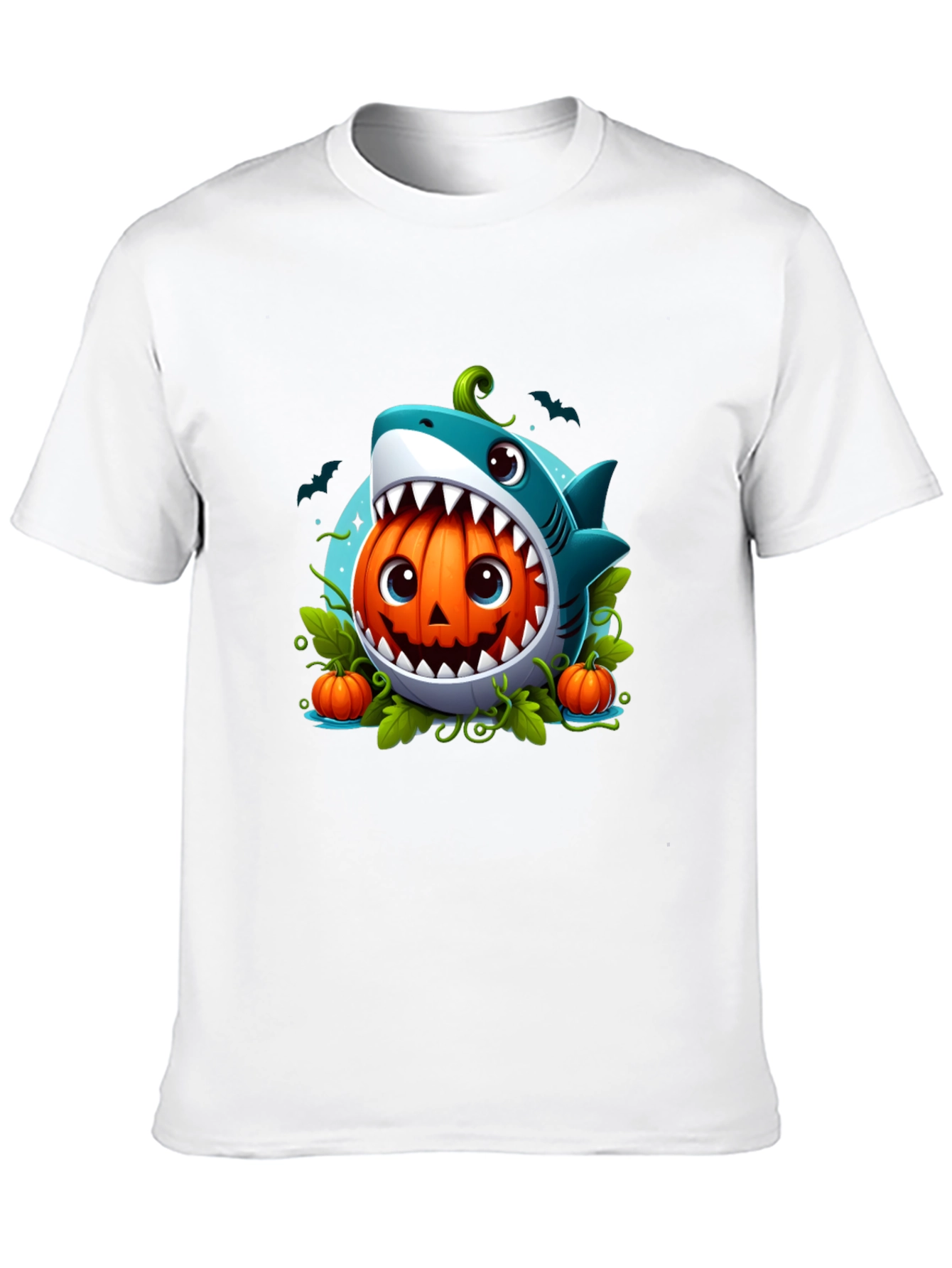Shark Pumpkin Graphic Tee - Halloween Fun