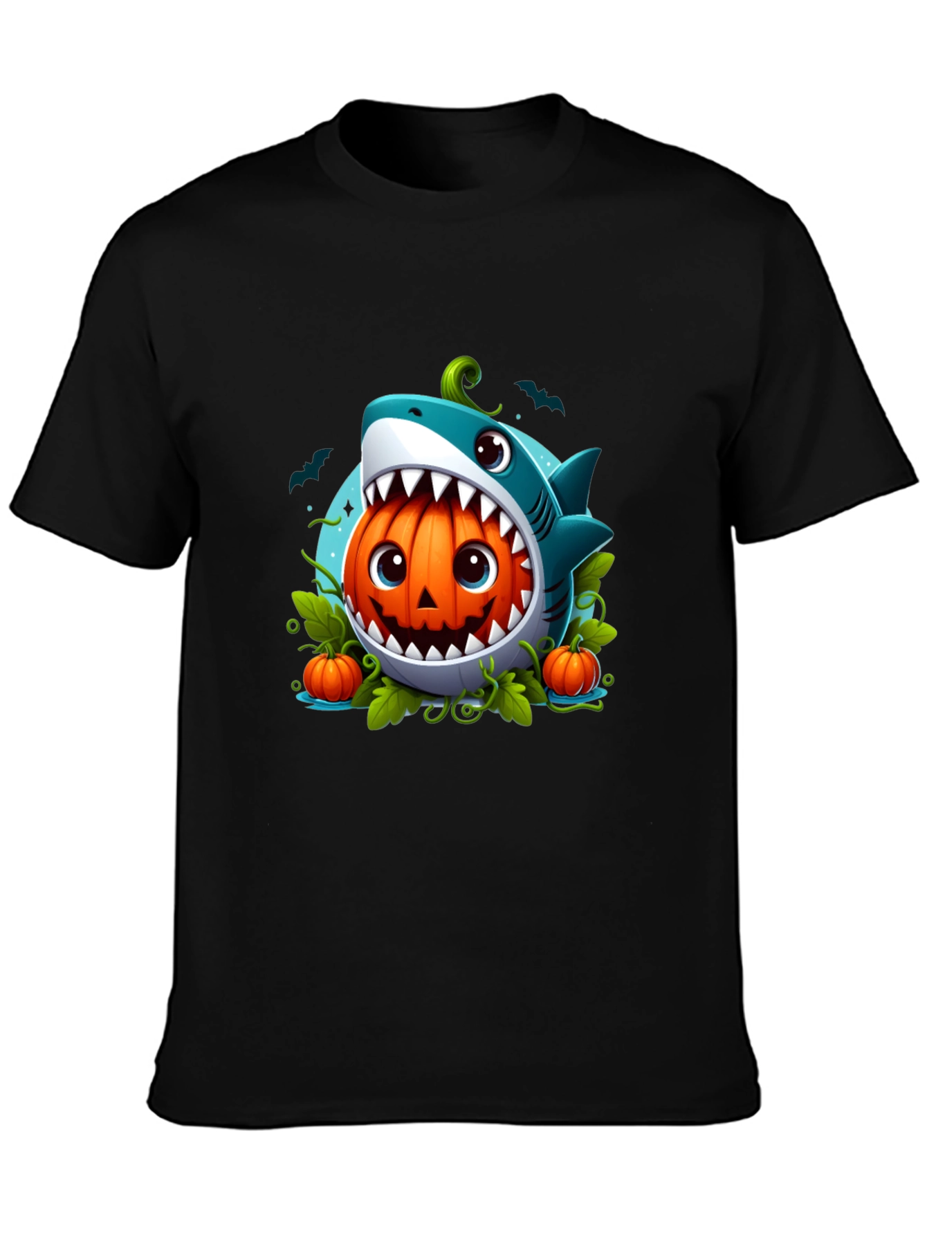 Shark Pumpkin Graphic Tee - Halloween Fun