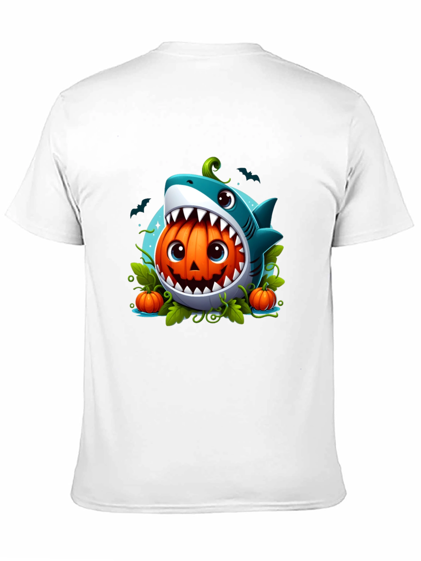 Shark Pumpkin Graphic Tee - Halloween Fun
