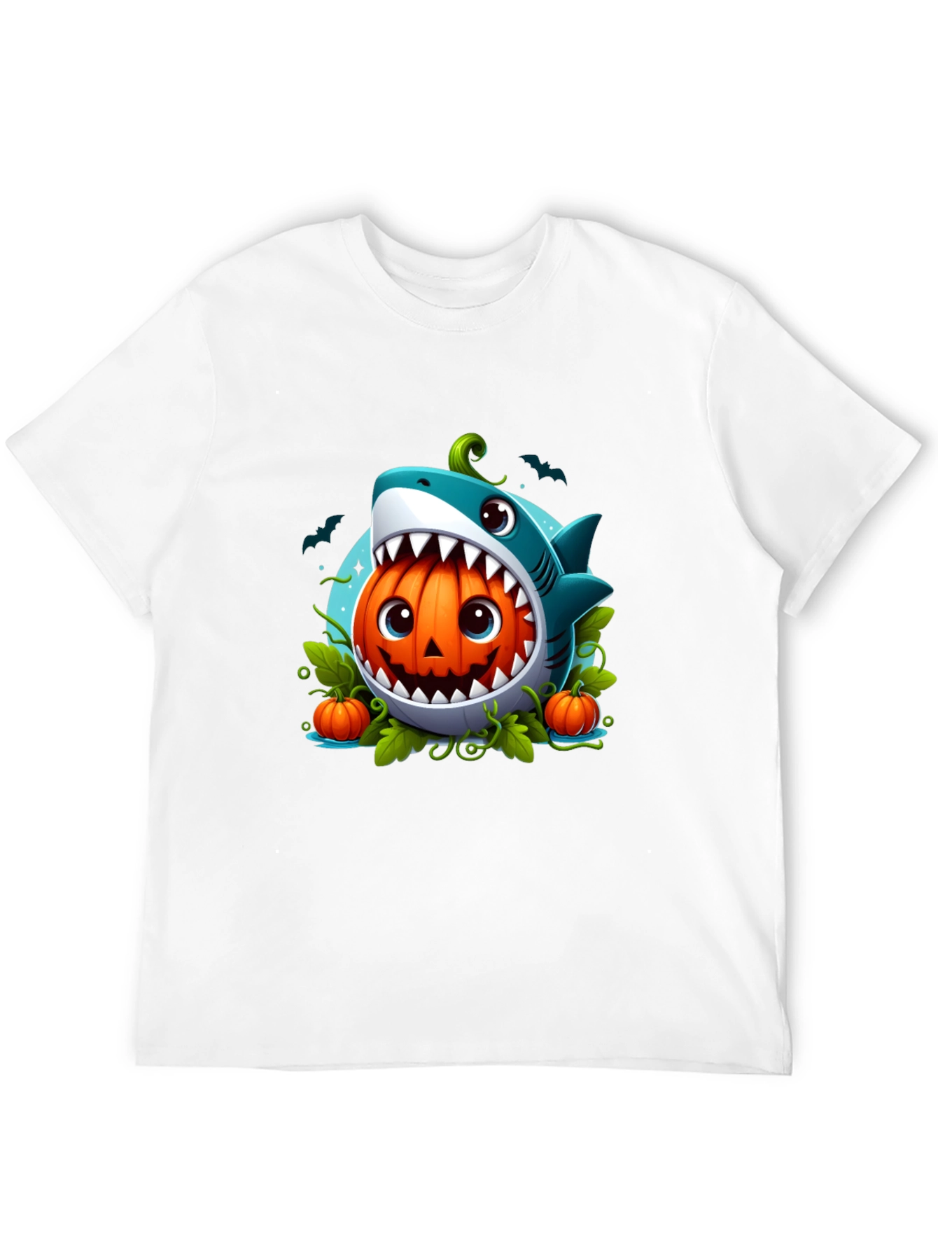 Shark Pumpkin Graphic Tee - Halloween Fun
