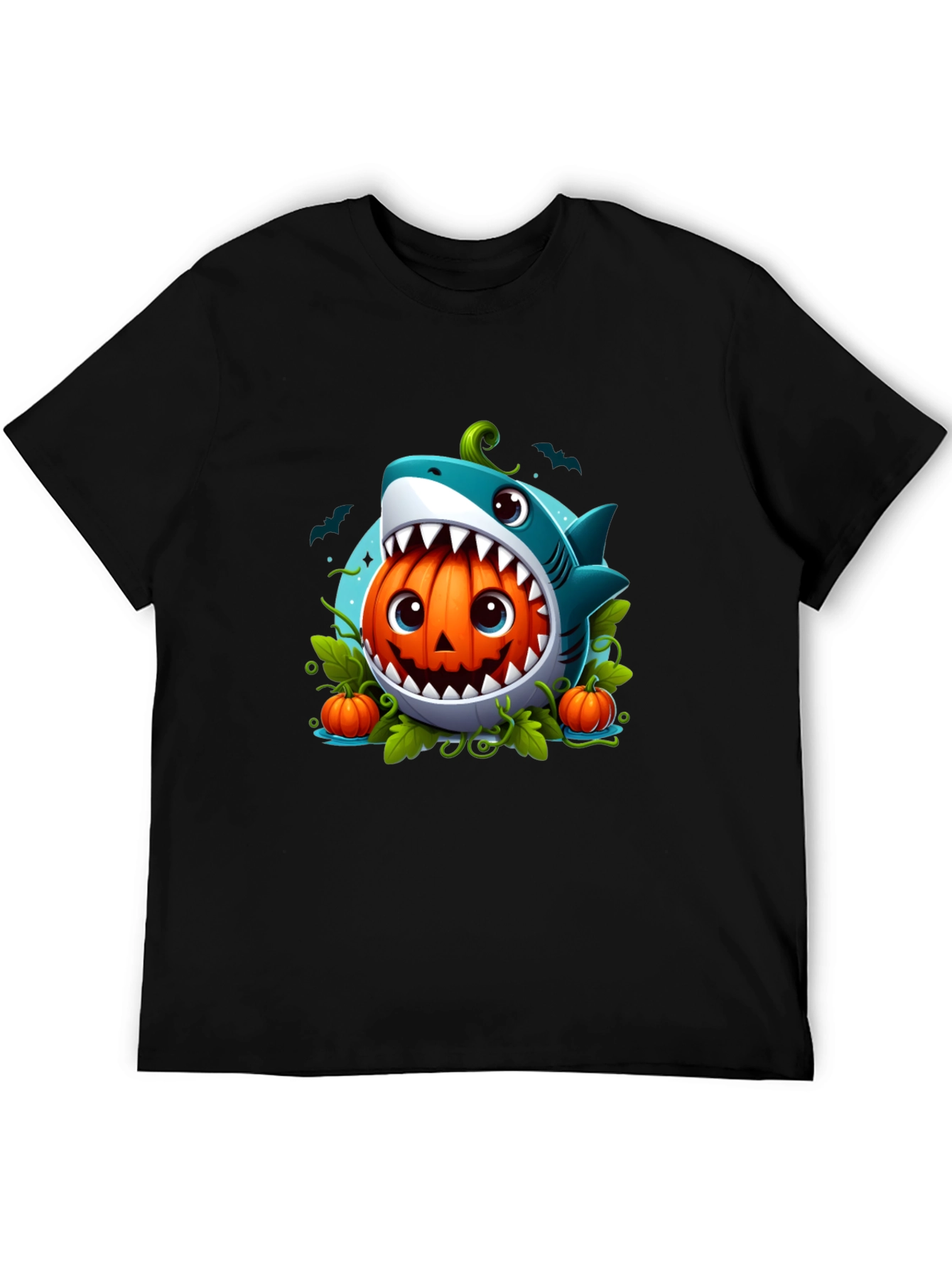 Shark Pumpkin Graphic Tee - Halloween Fun