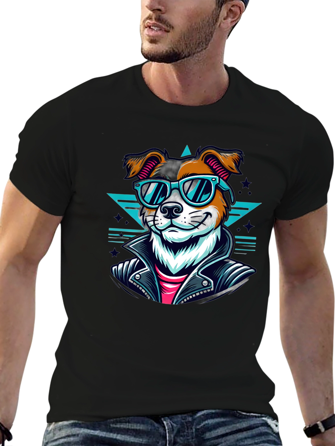 Cool Dog Graphic Tee - Black