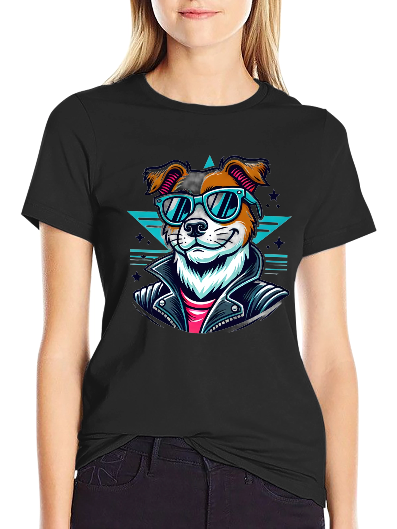 Cool Dog Graphic Tee - Black