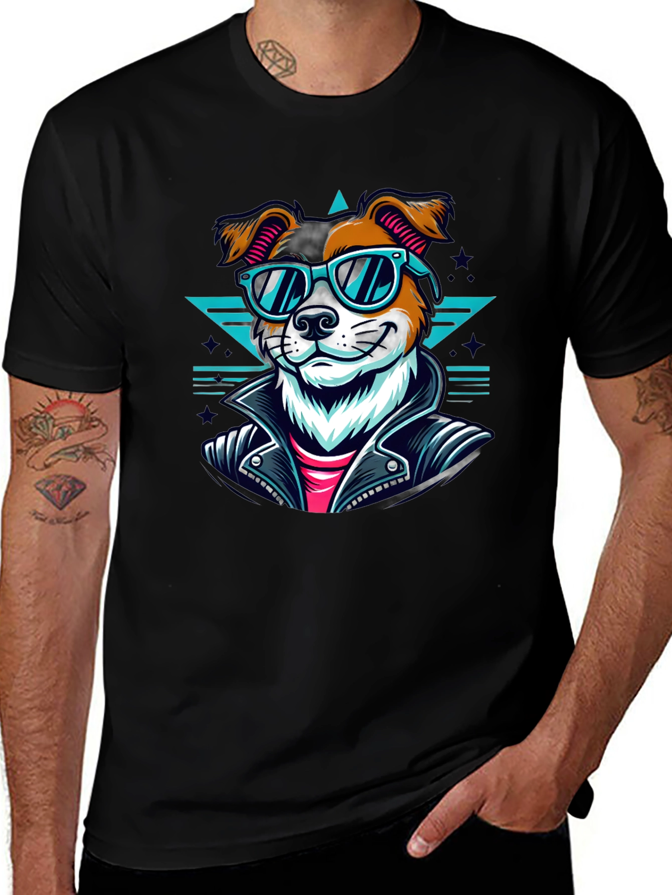 Cool Dog Graphic Tee - Black