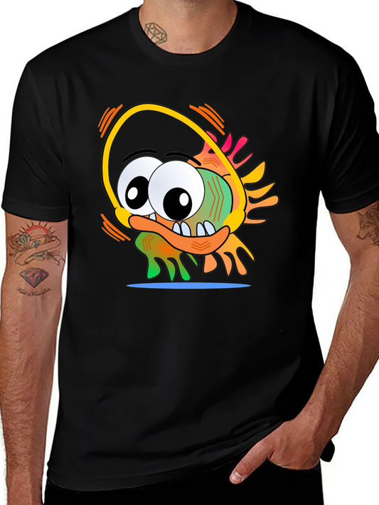 Fun Cartoon Character Graphic Black T-Shirt