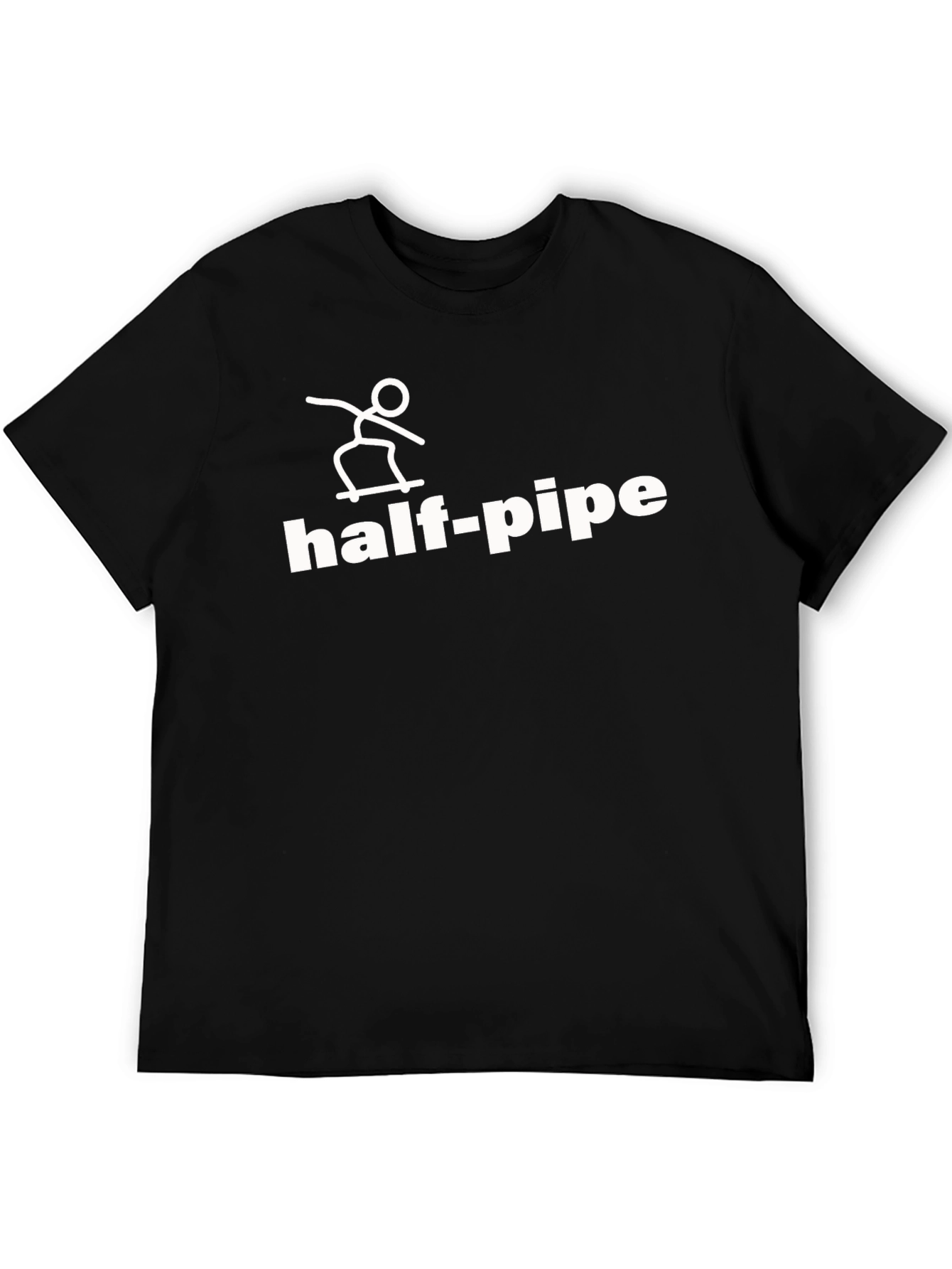 Half-Pipe Skateboard Graphic Tee - Casual Black T-Shirt