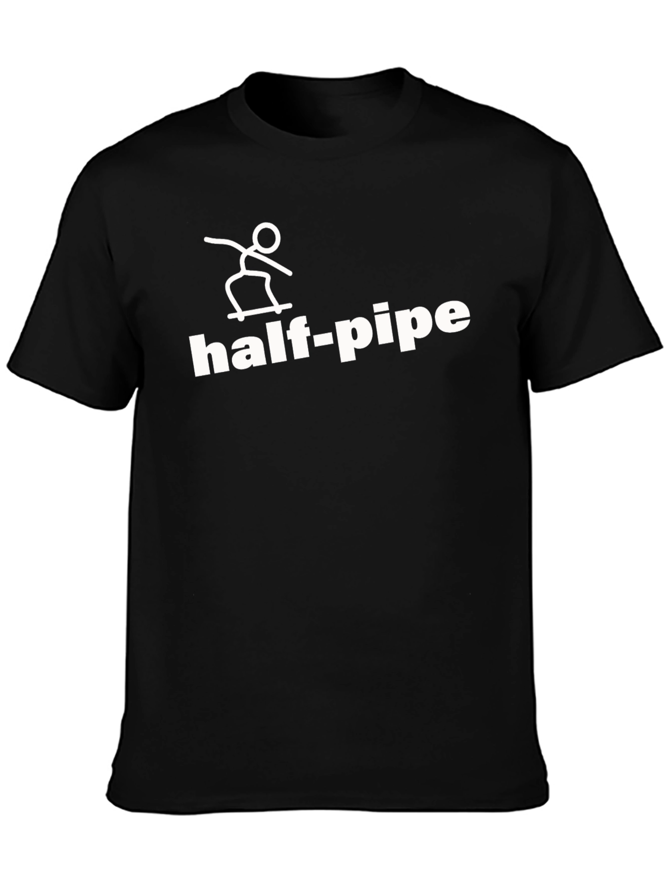 Half-Pipe Skateboard Graphic Tee - Casual Black T-Shirt