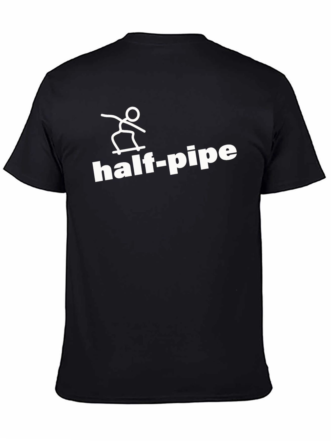 Half-Pipe Skateboard Graphic Tee - Casual Black T-Shirt
