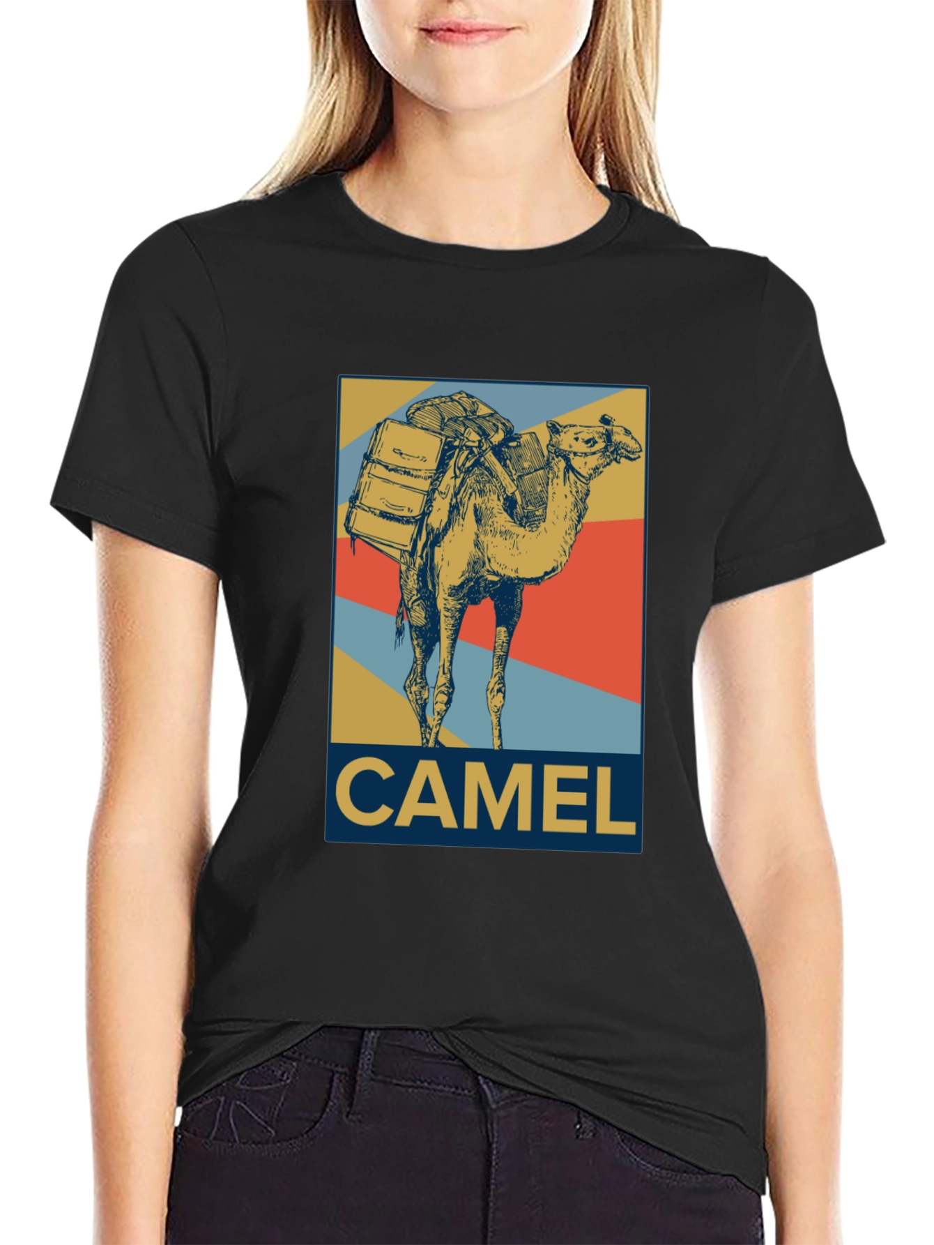 Camel Graphic Print T-Shirt - Retro Desert Style