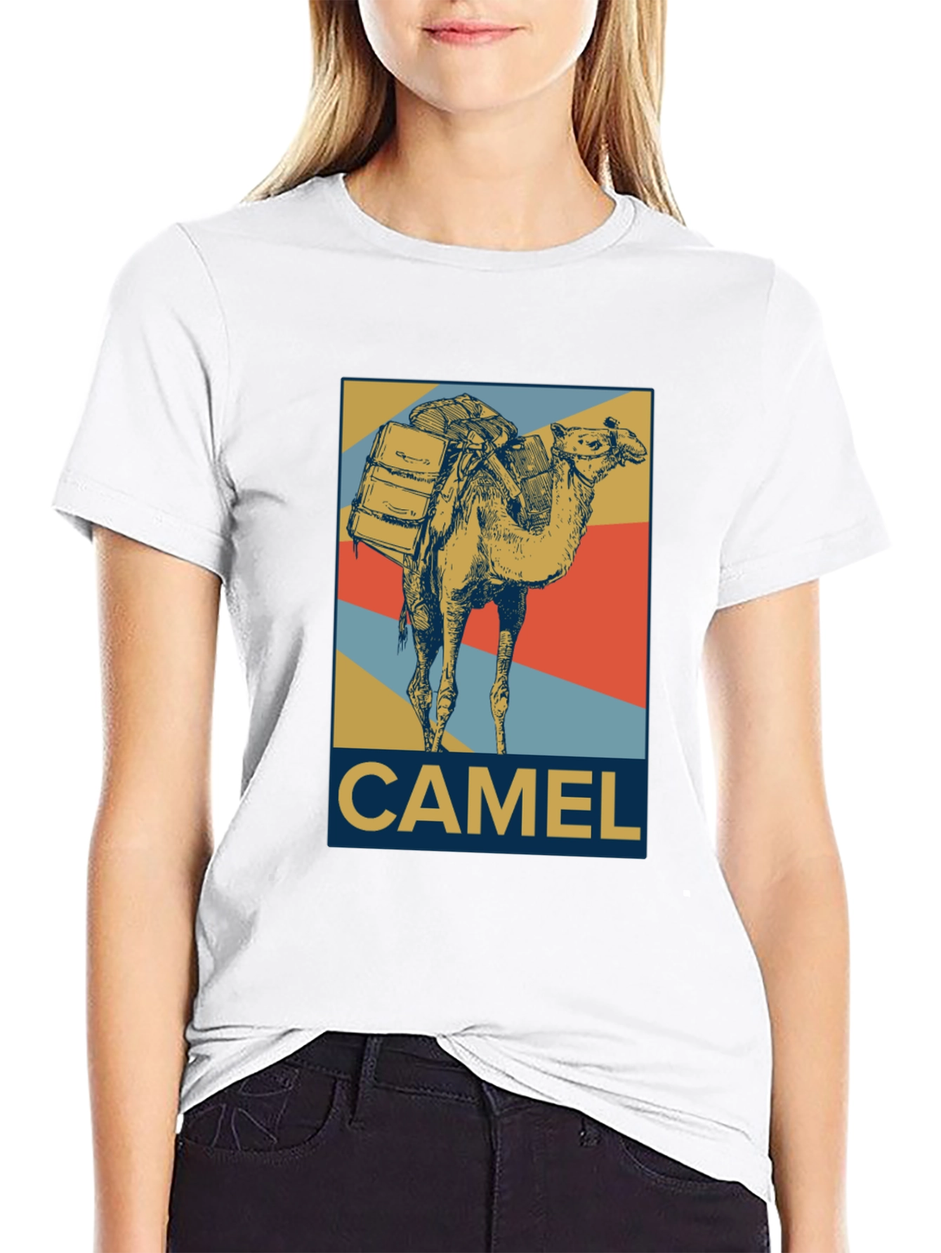 Camel Graphic Print T-Shirt - Retro Desert Style