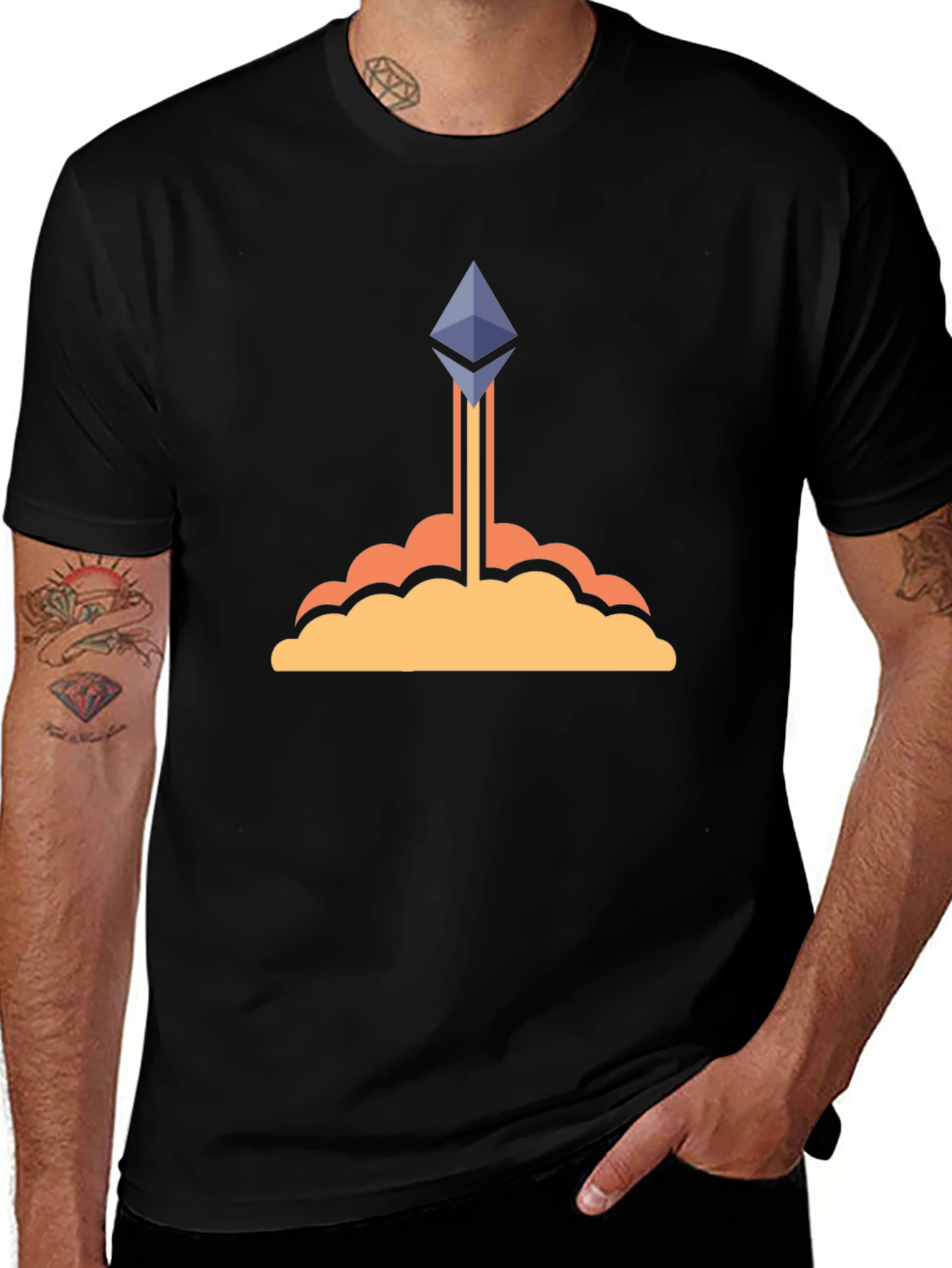 Ethereum Crypto Rocket Black T-Shirt