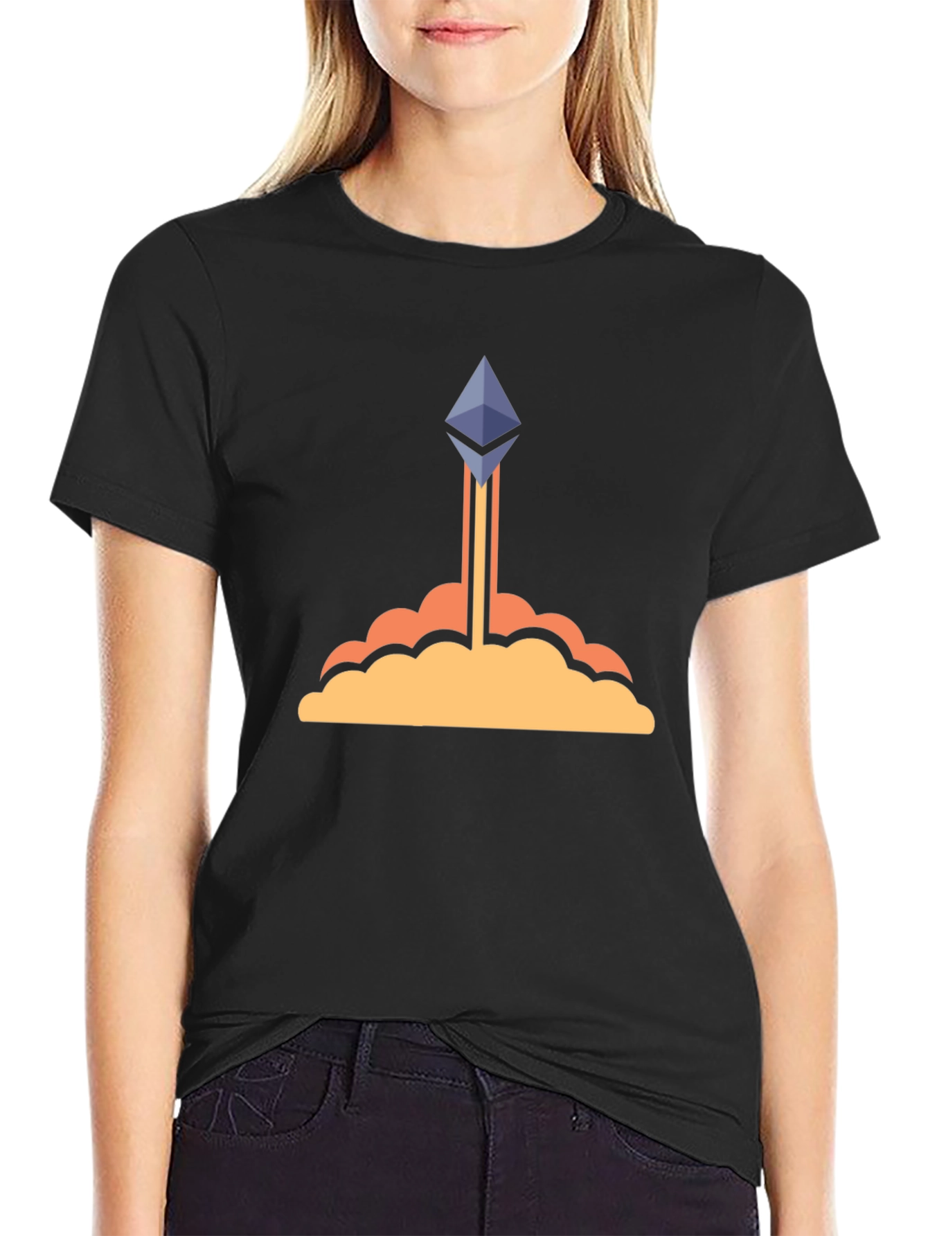 Ethereum Crypto Rocket Black T-Shirt