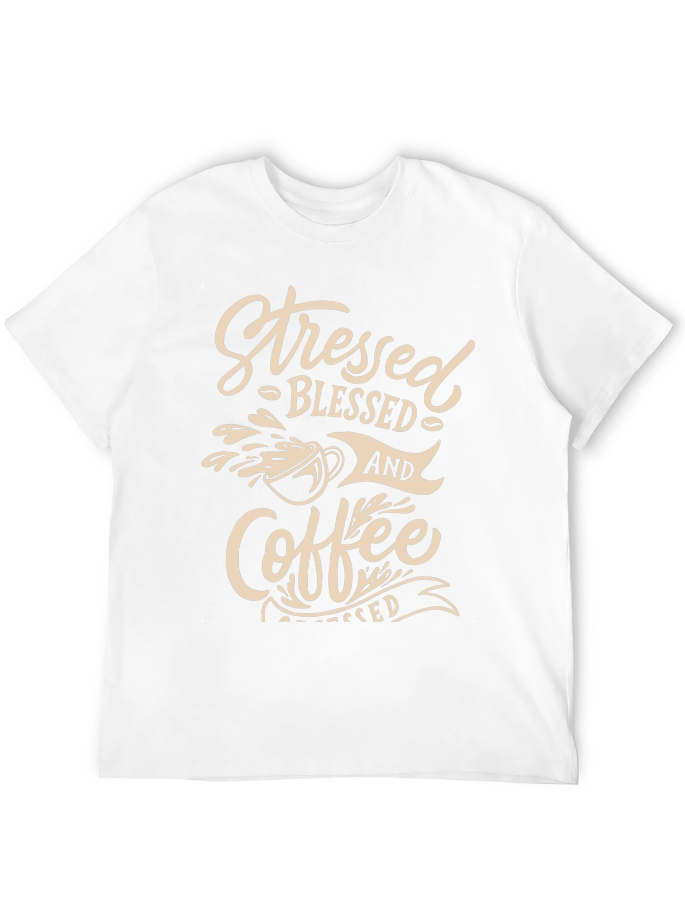 Stressed Blessed And Coffee Graphic Tee - Black
