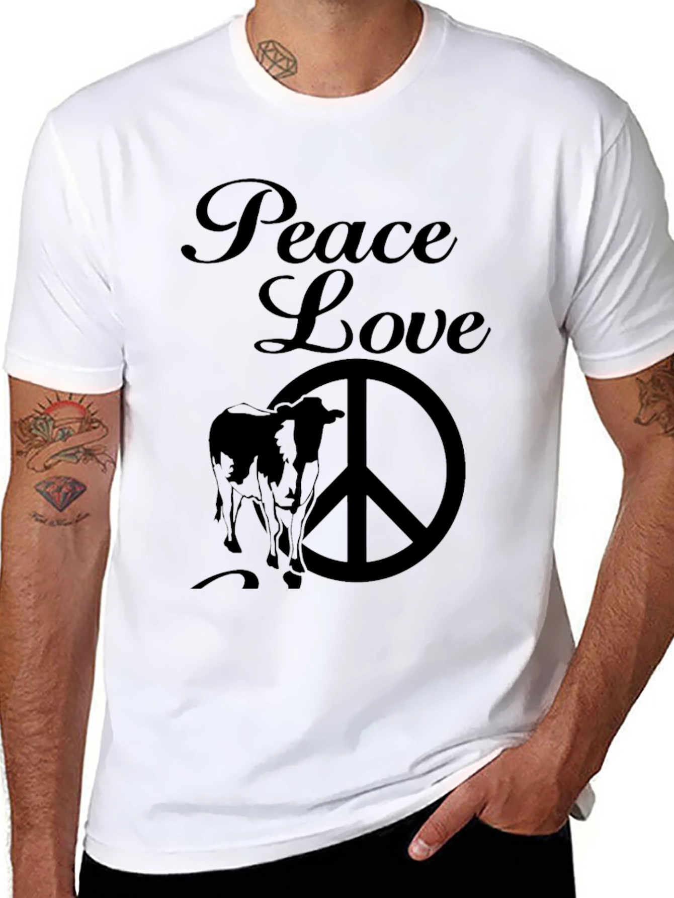 Peace Love Cow Graphic Tee - Black T-Shirt