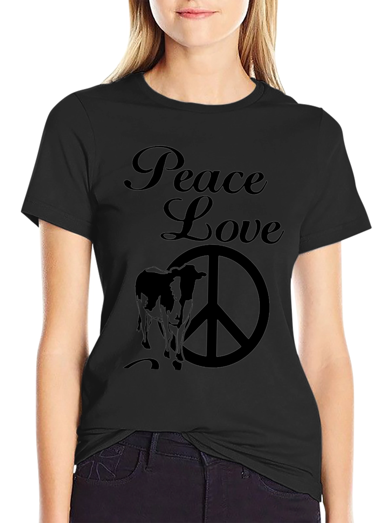 Peace Love Cow Graphic Tee - Black T-Shirt