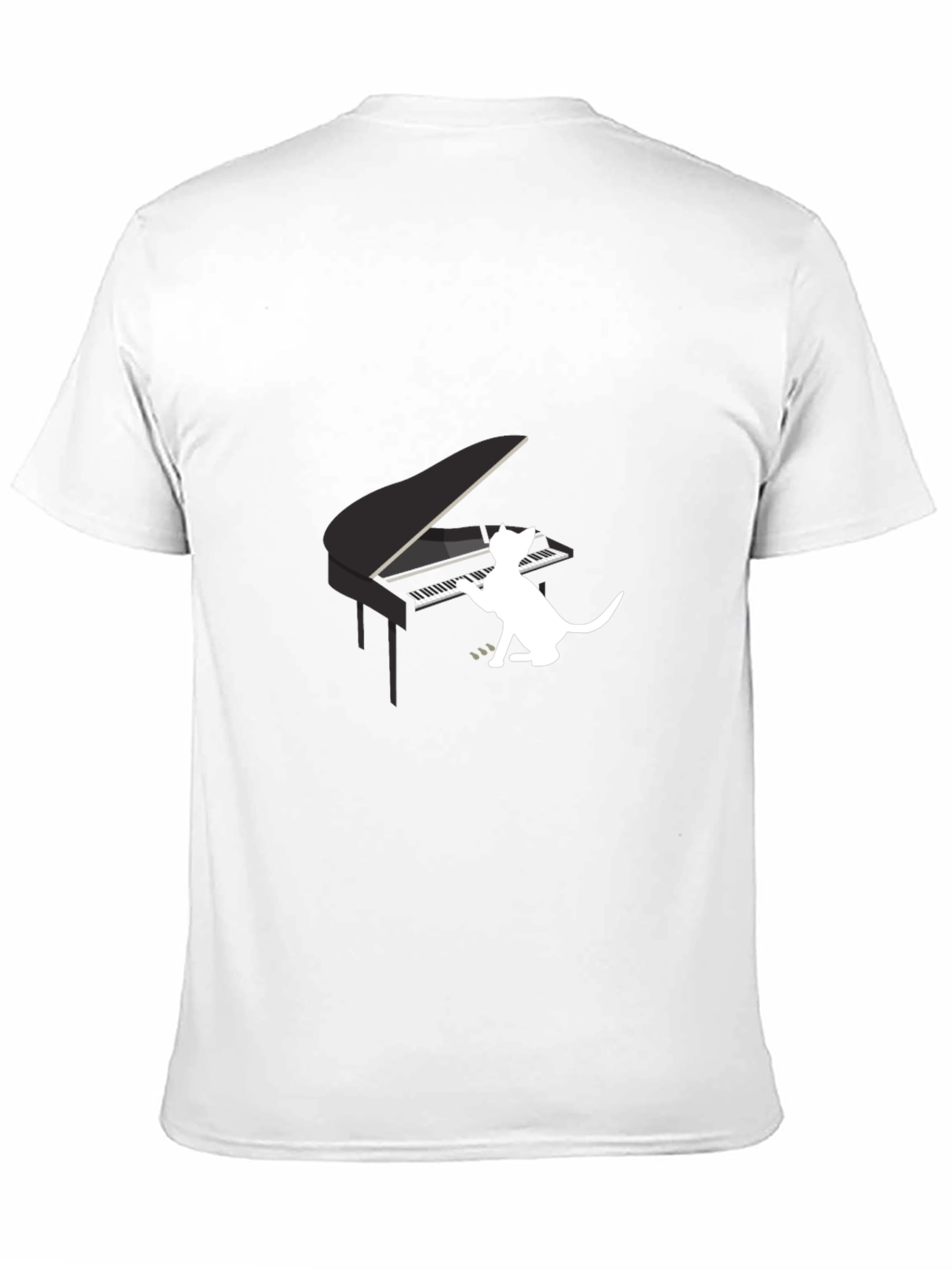Cat Playing Piano Graphic Tee - Black