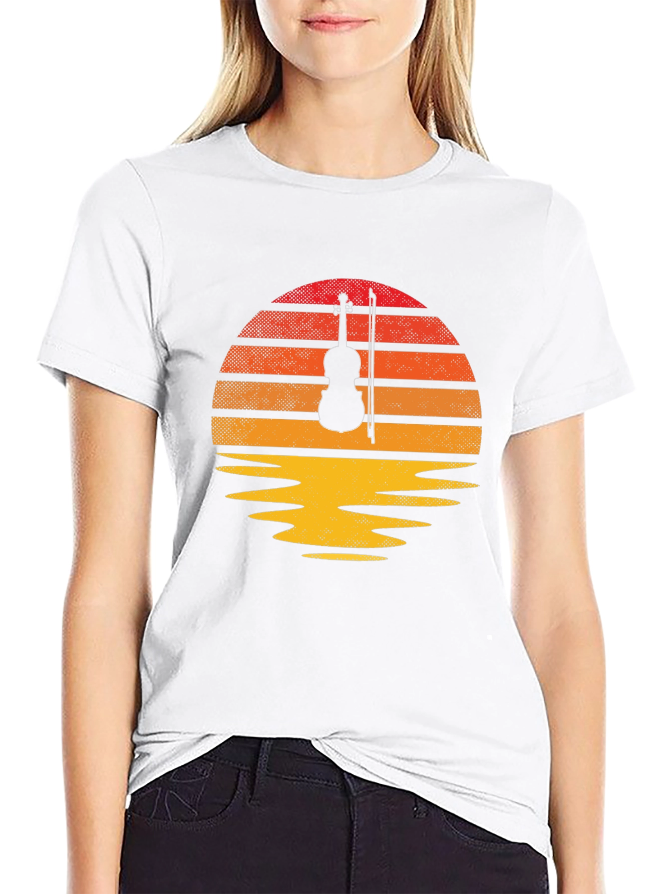 Violin Sunset T-Shirt - Musical Harmony Tee