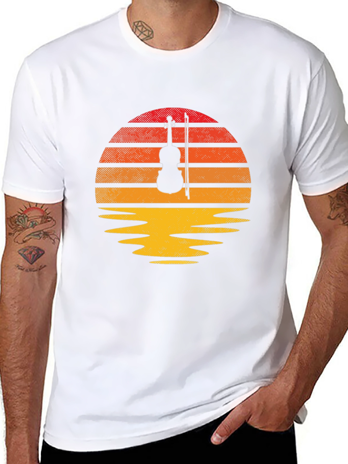 Violin Sunset T-Shirt - Musical Harmony Tee