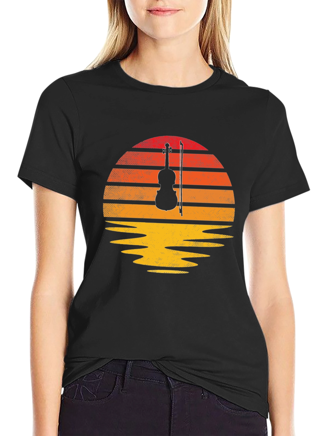 Violin Sunset T-Shirt - Musical Harmony Tee