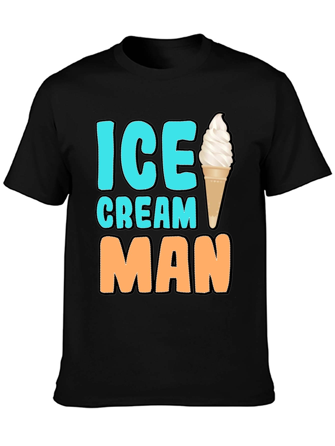 Ice Cream Man Graphic Tee - Black Cotton T-Shirt