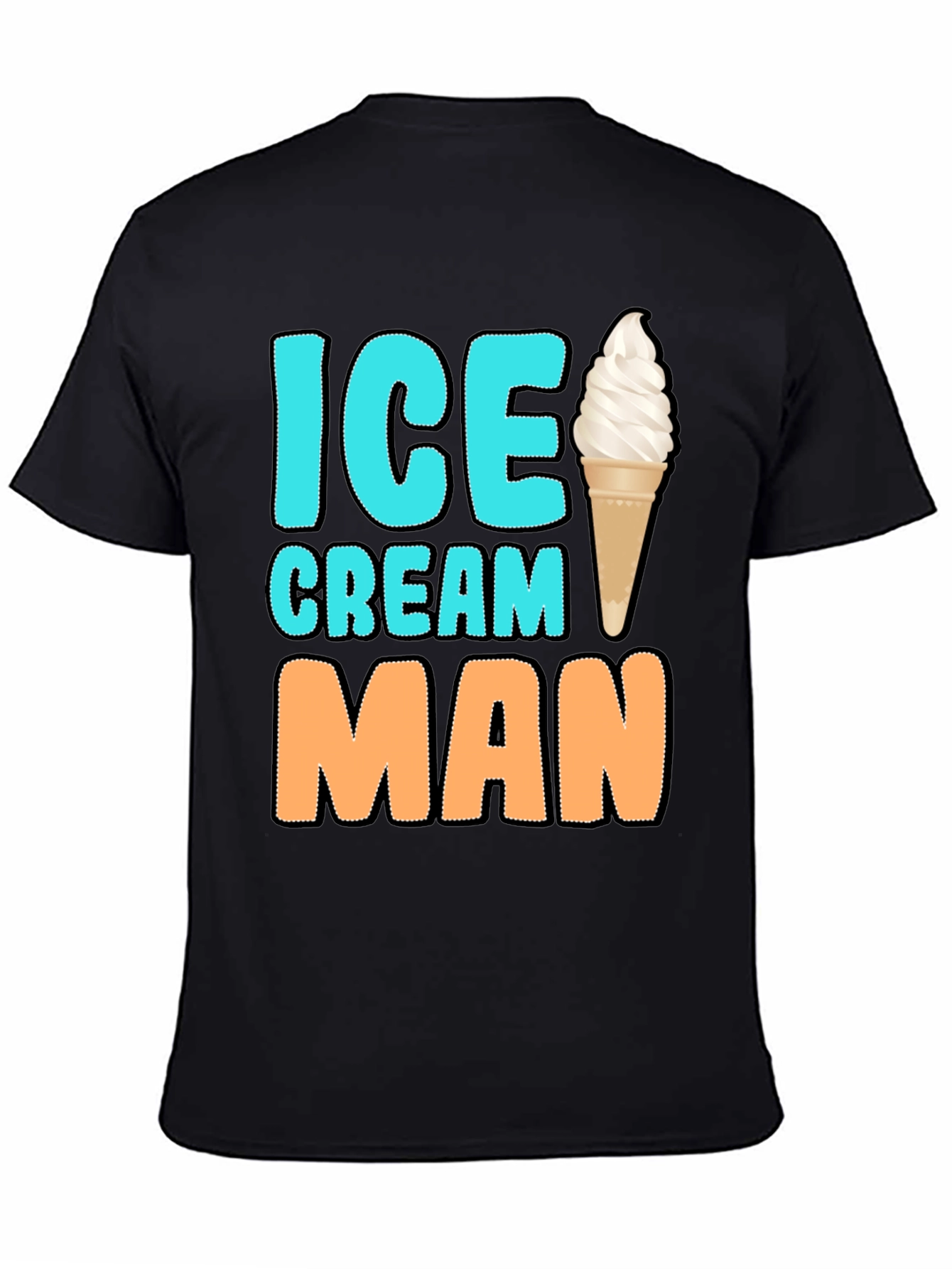 Ice Cream Man Graphic Tee - Black Cotton T-Shirt