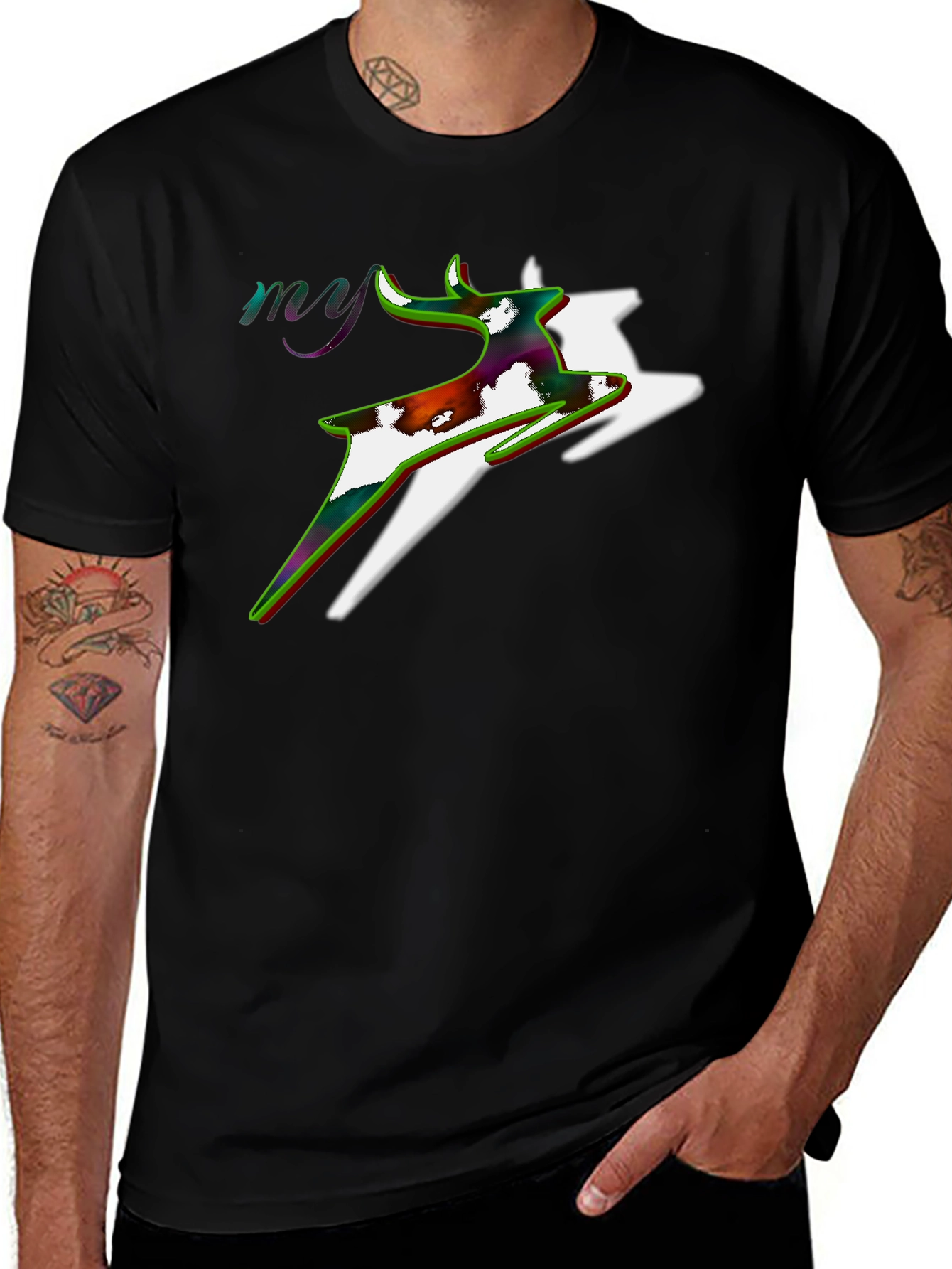 Stylish Deer Graphic Black T-Shirt