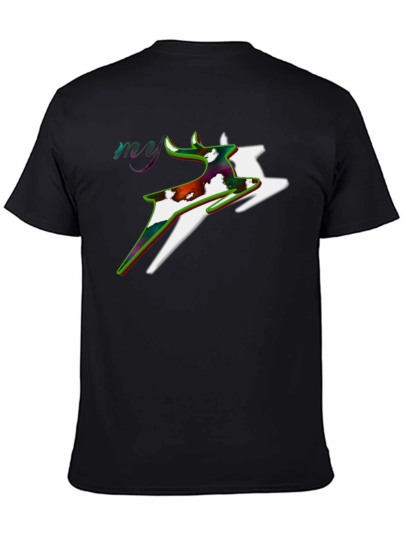 Stylish Deer Graphic Black T-Shirt