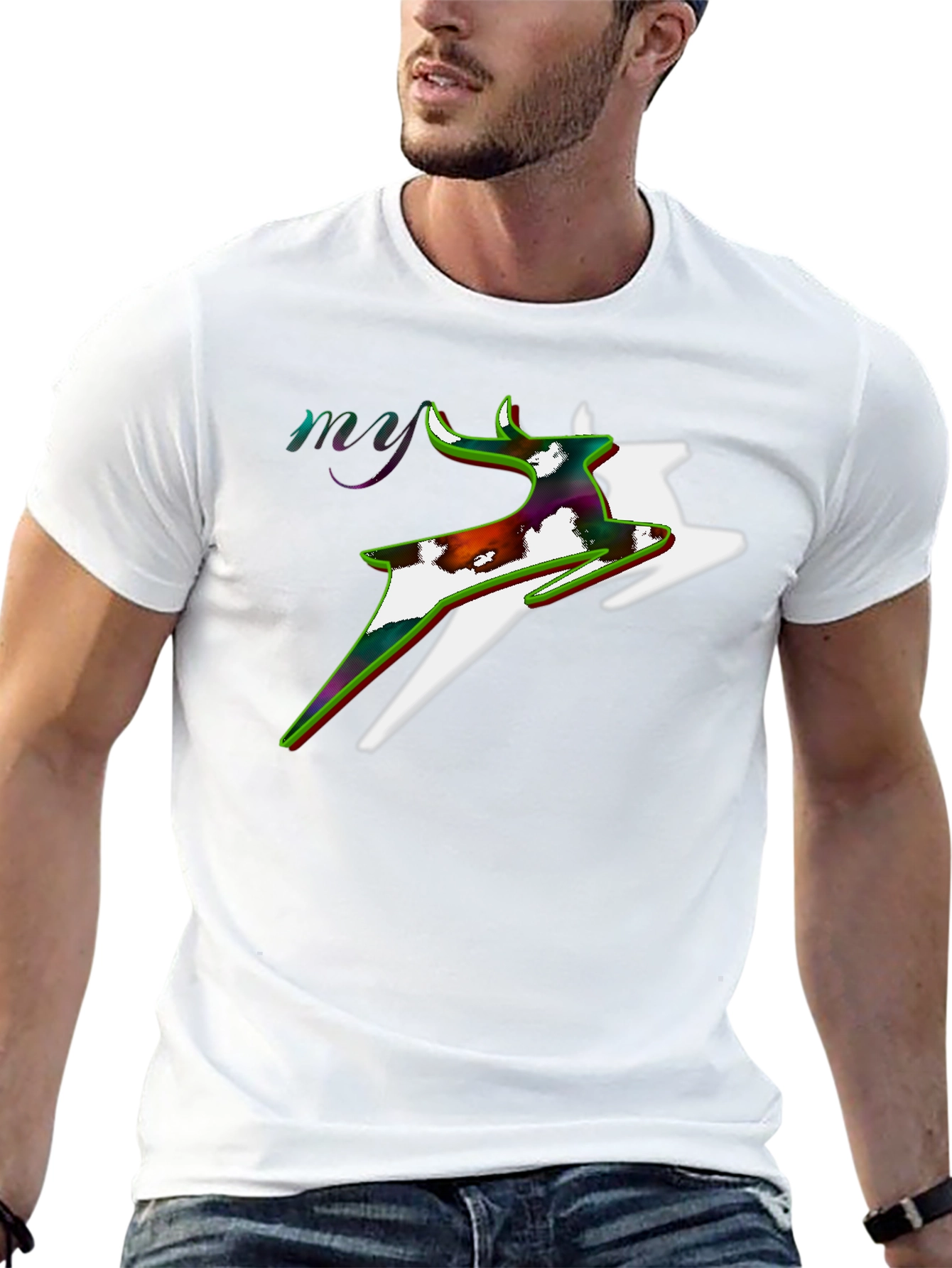 Stylish Deer Graphic Black T-Shirt