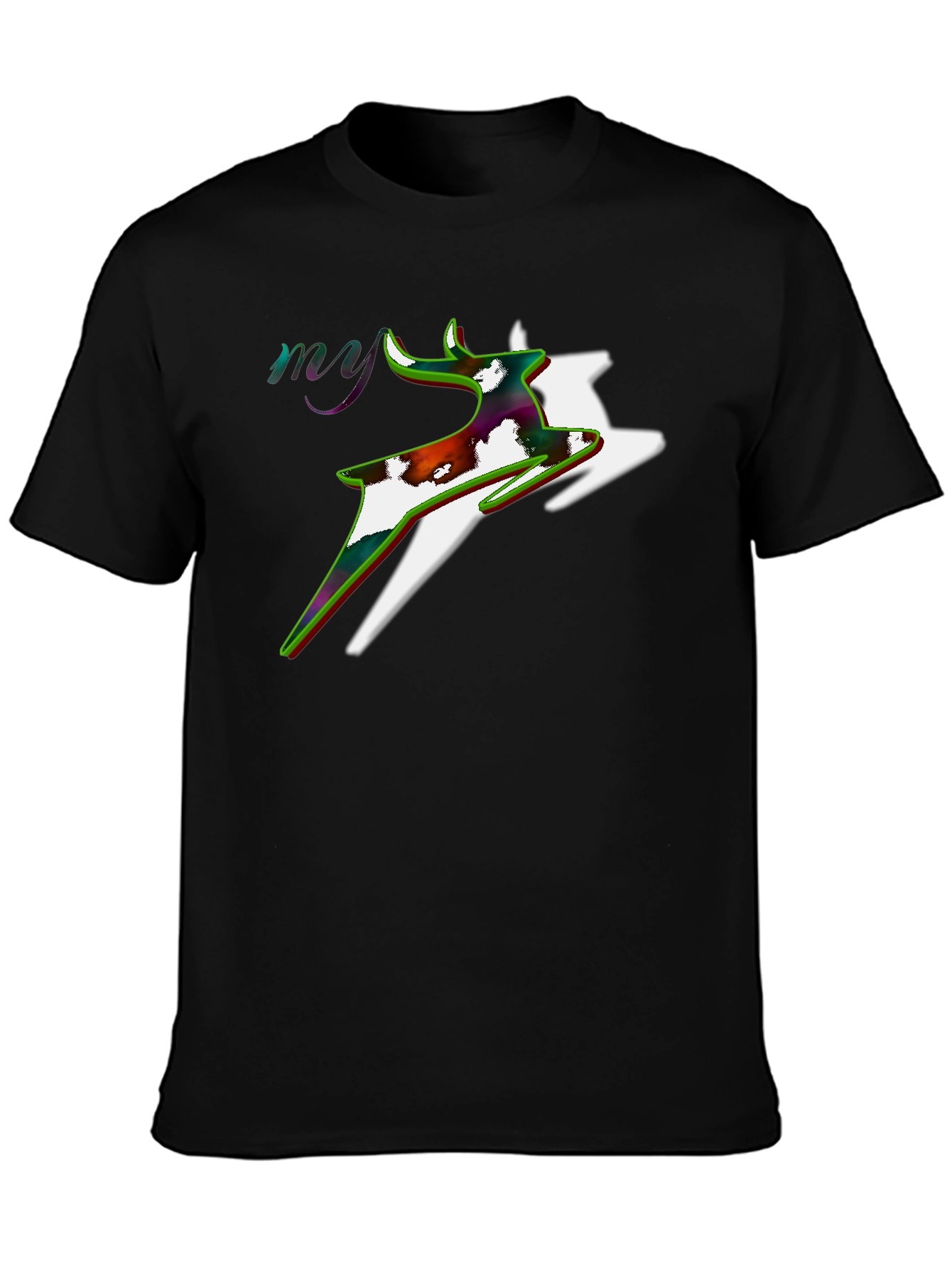 Stylish Deer Graphic Black T-Shirt
