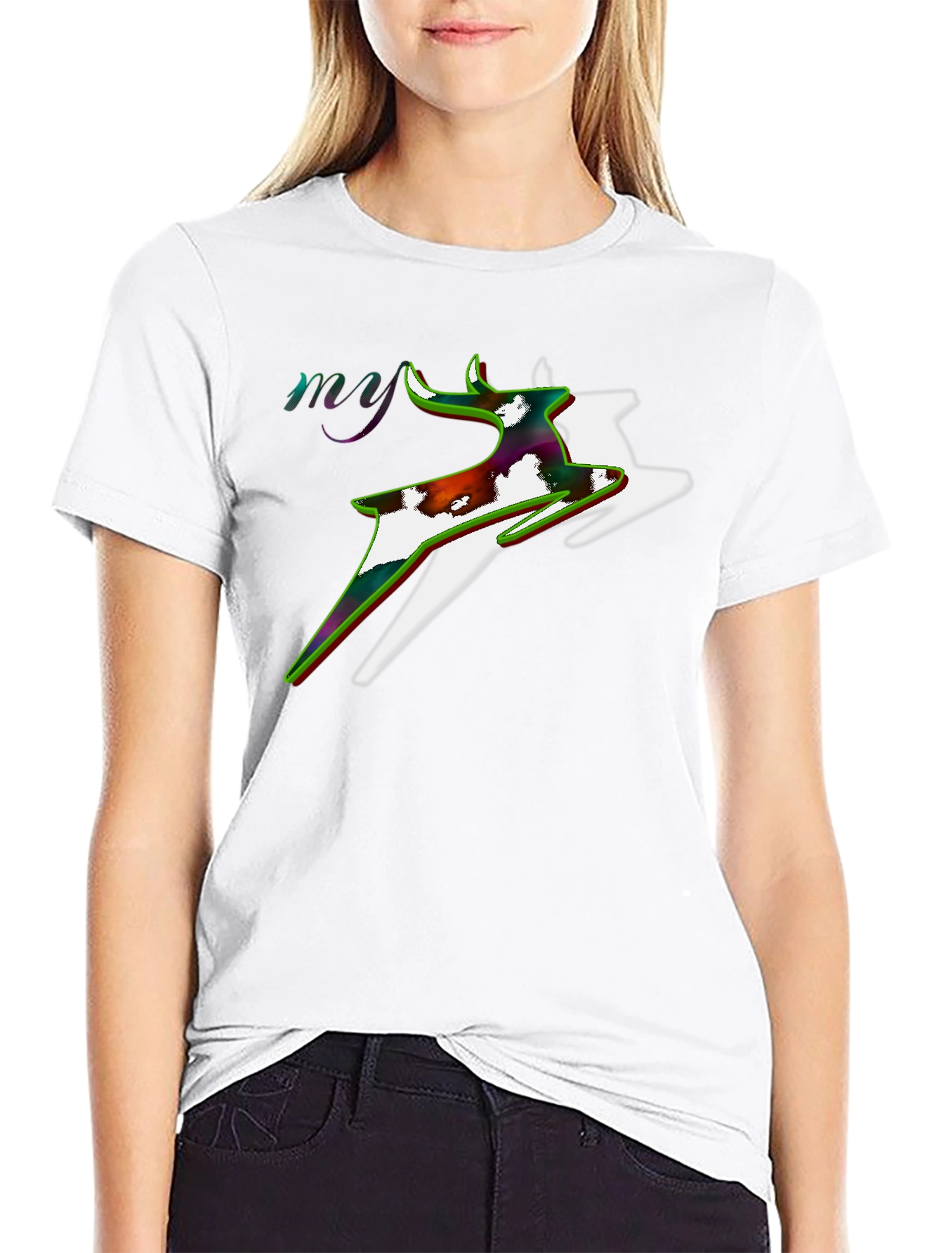 Stylish Deer Graphic Black T-Shirt