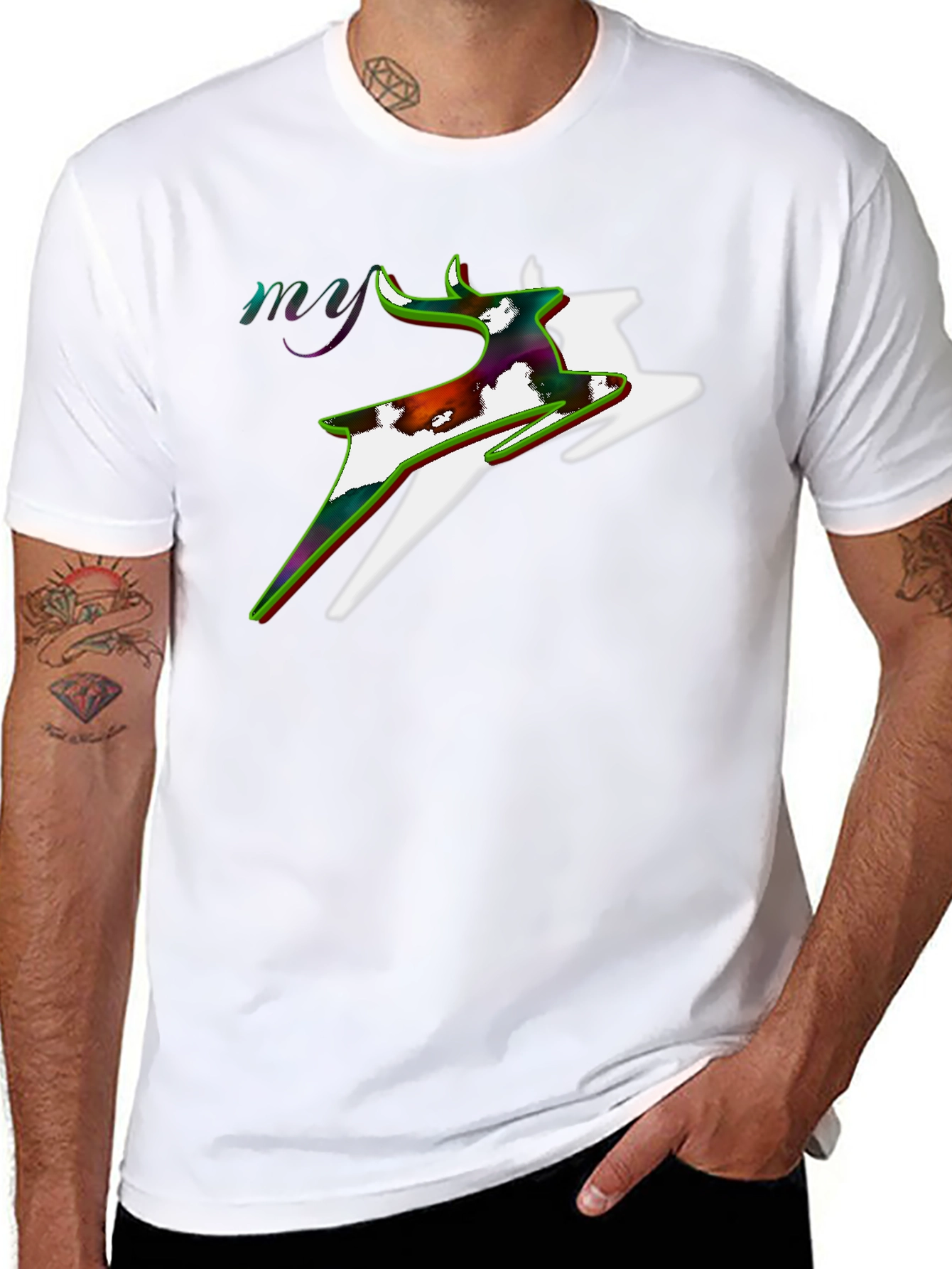 Stylish Deer Graphic Black T-Shirt