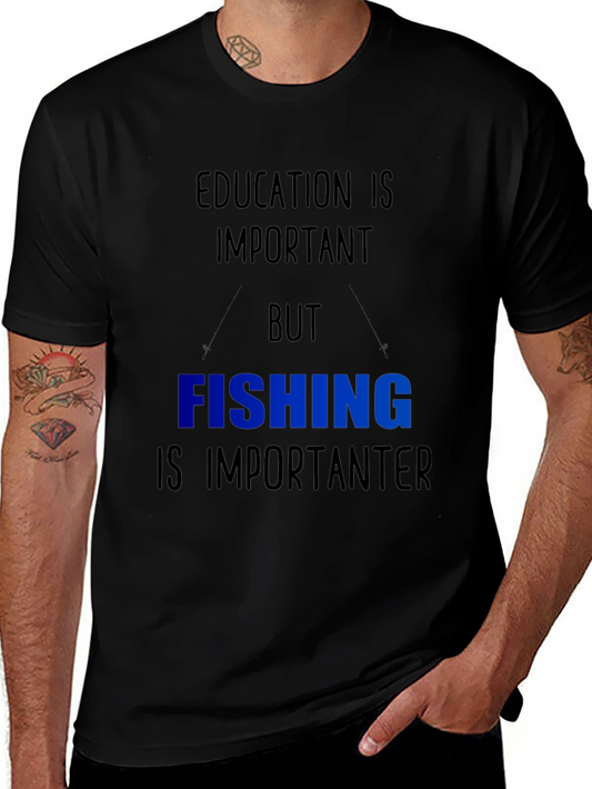 Funny Fishing T-Shirt - Education vs. Fishing