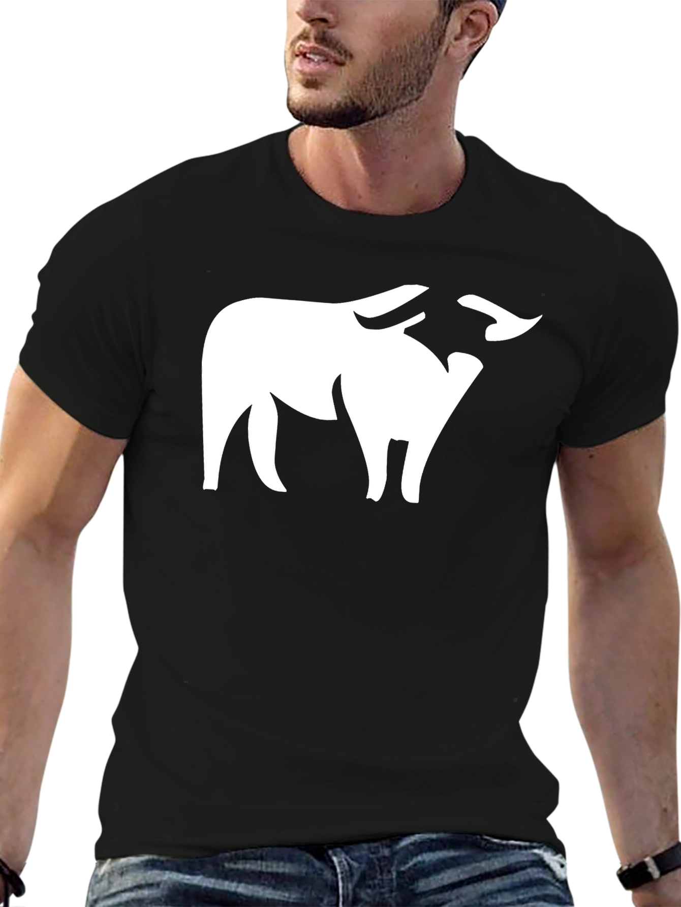 Bull Silhouette Black T-Shirt - Bold Graphic Tee