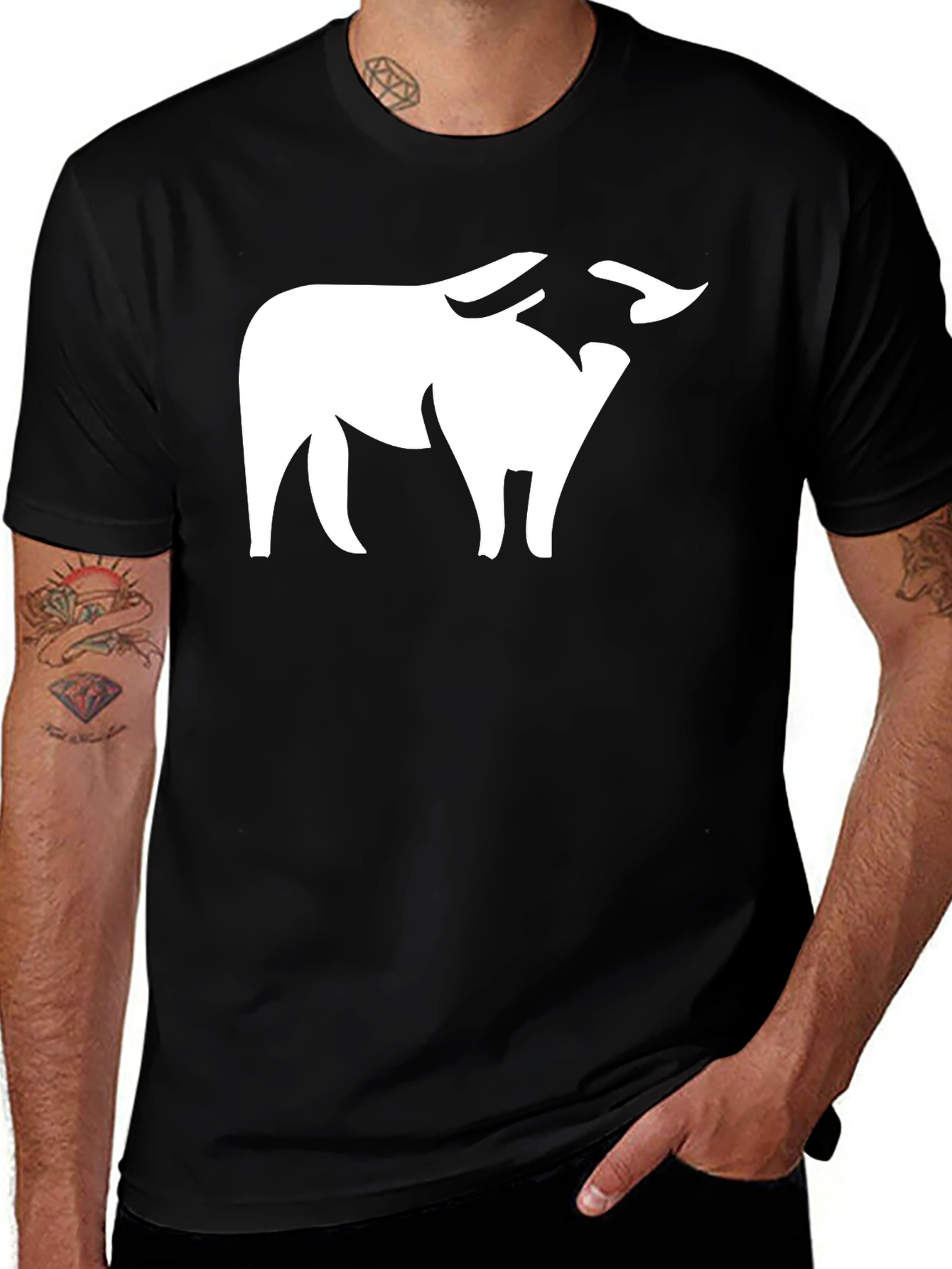 Bull Silhouette Black T-Shirt - Bold Graphic Tee