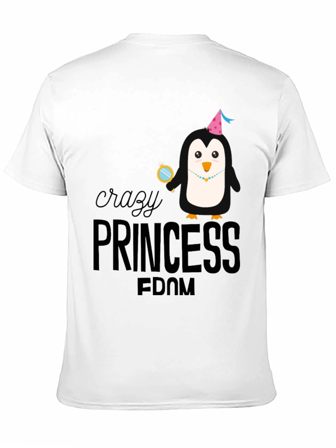 Crazy Princess Penguin Black T-Shirt