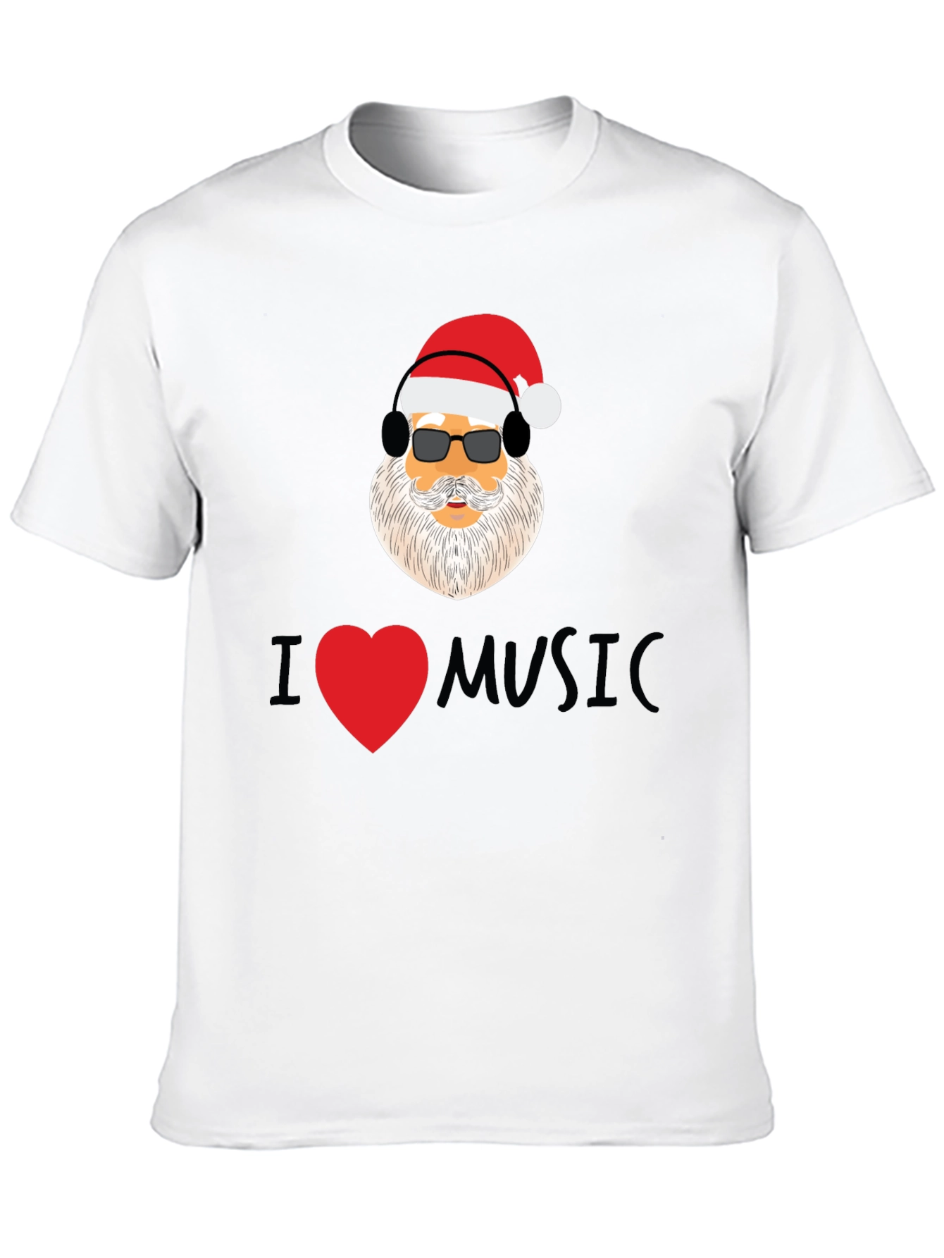 Santa I Heart Music Black T-Shirt