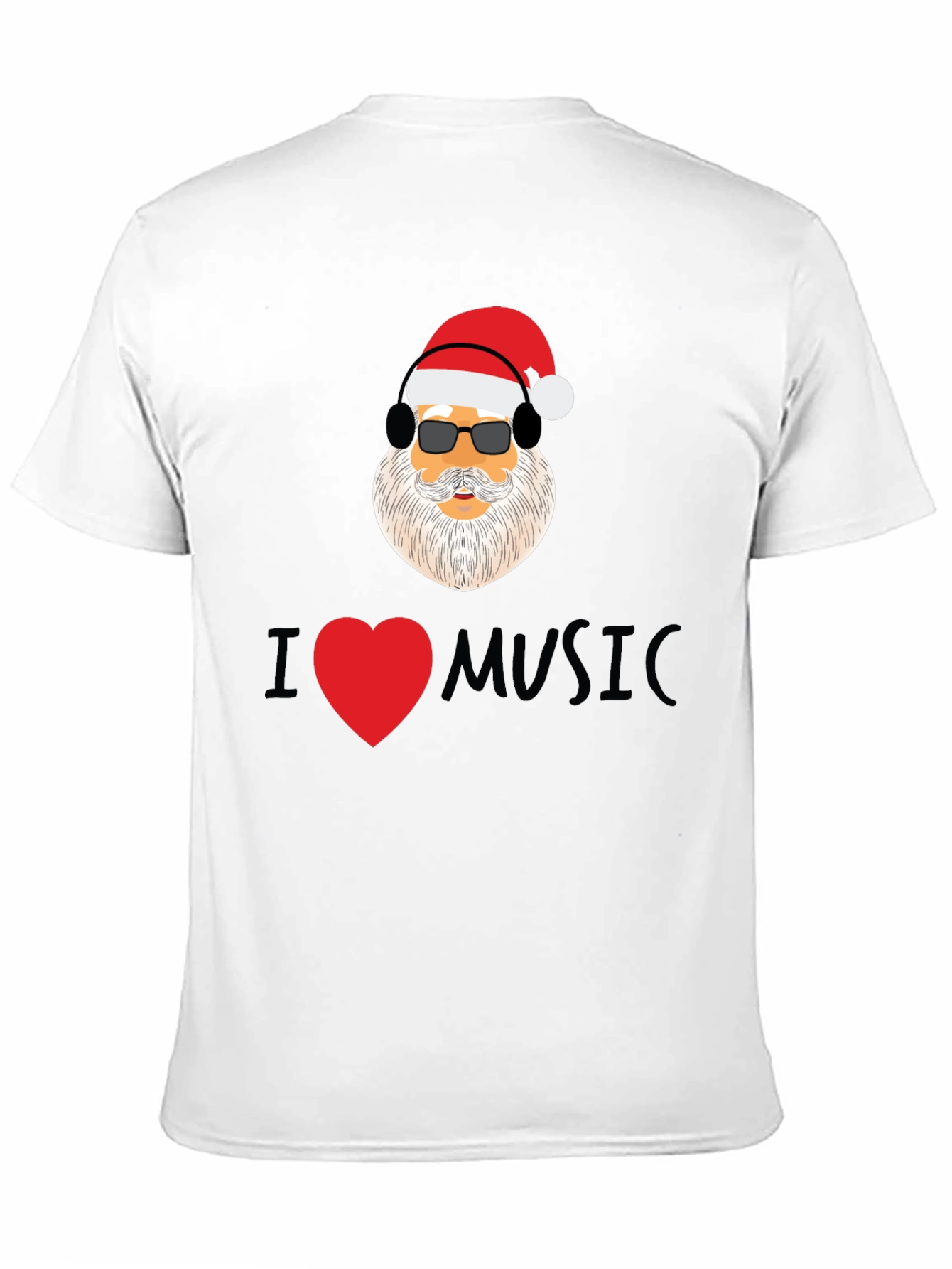 Santa I Heart Music Black T-Shirt