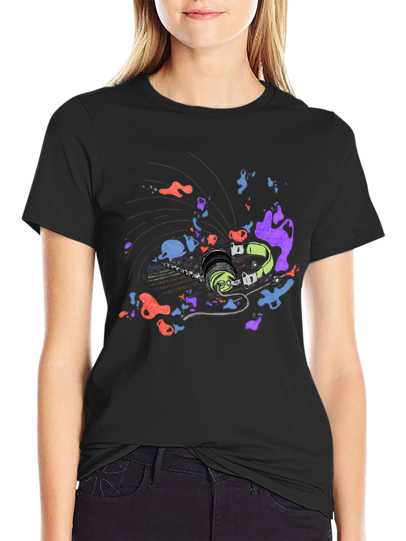 Abstract Headphones Graphic T-Shirt