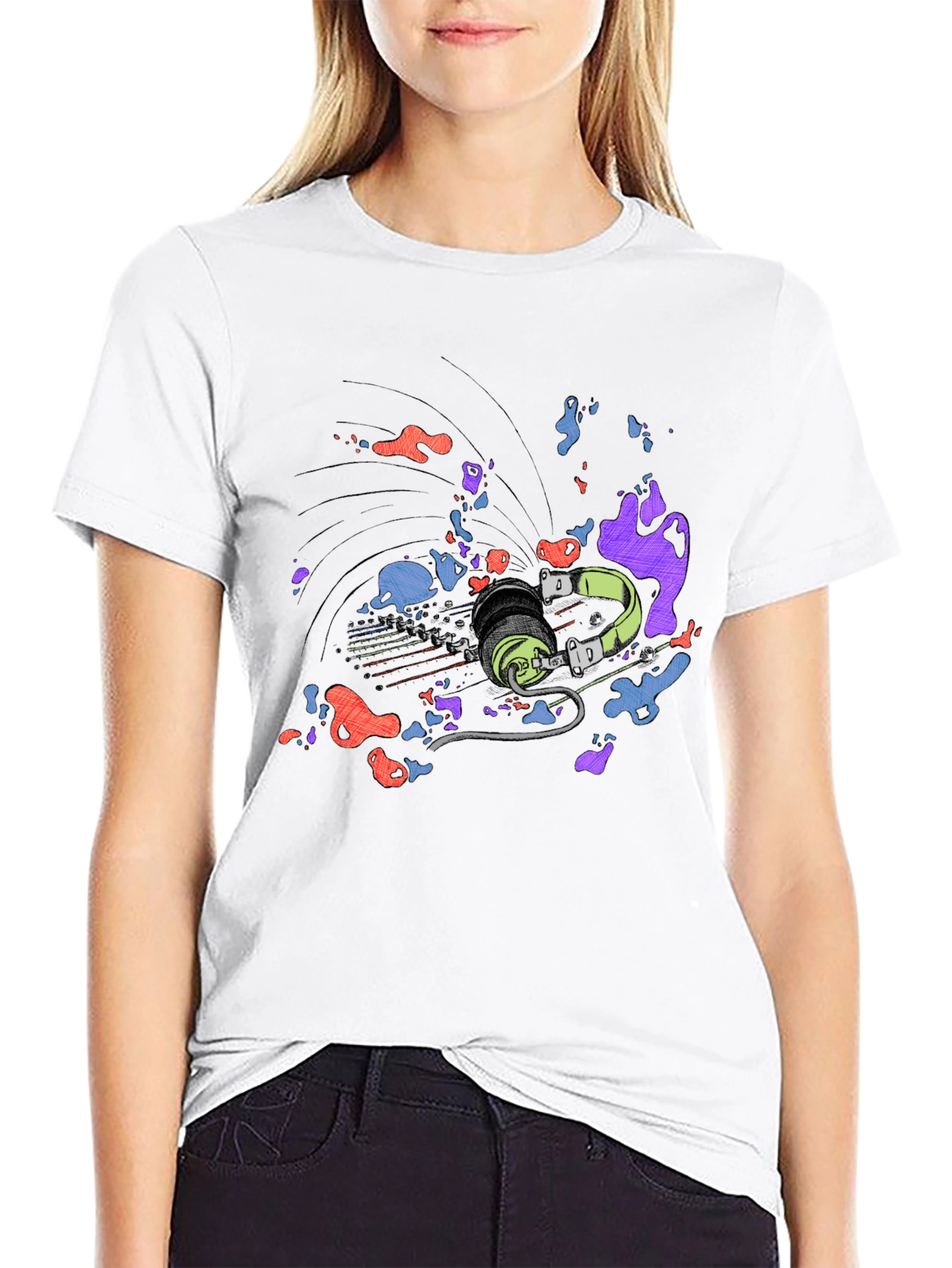 Abstract Headphones Graphic T-Shirt