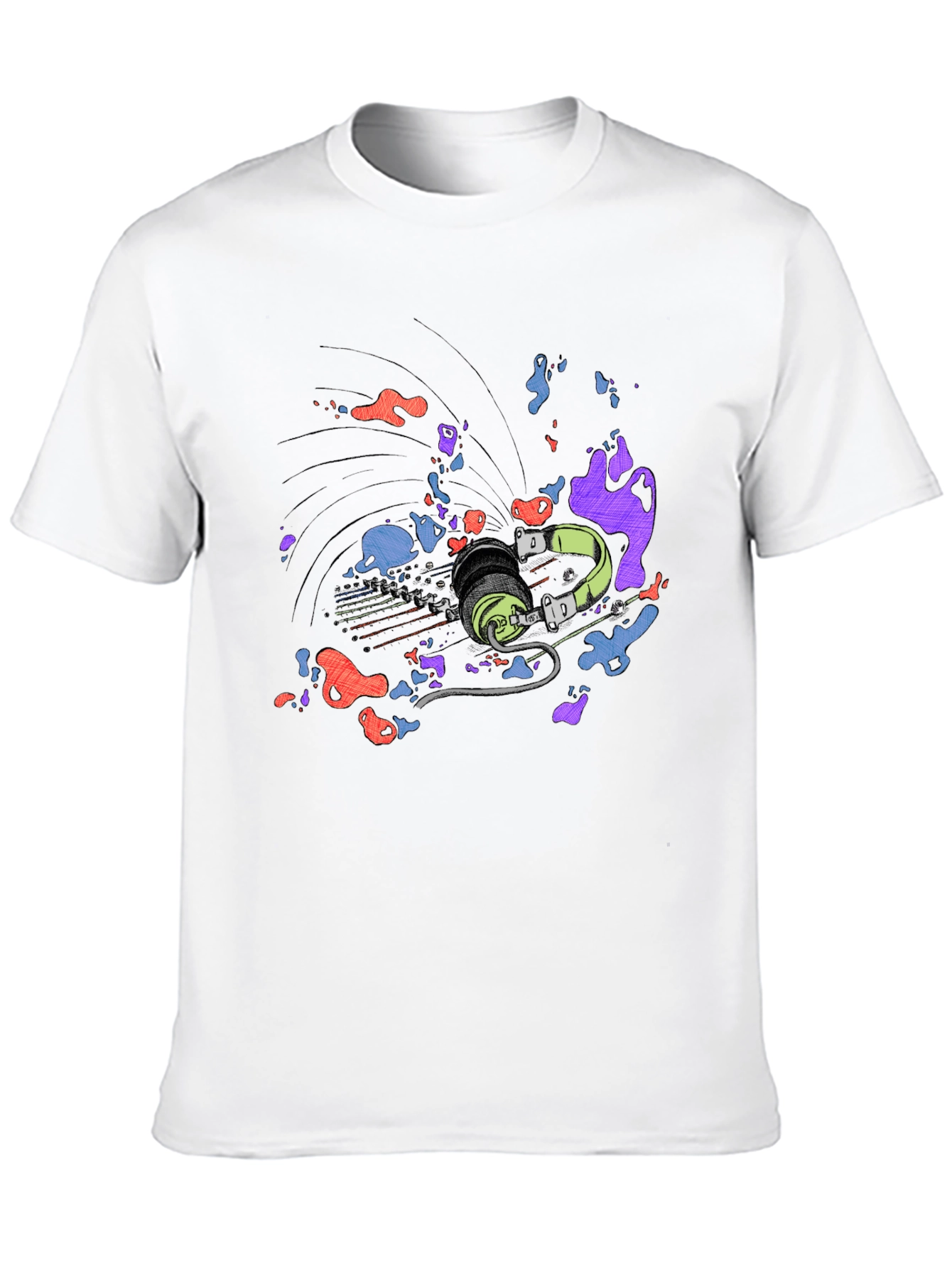 Abstract Headphones Graphic T-Shirt