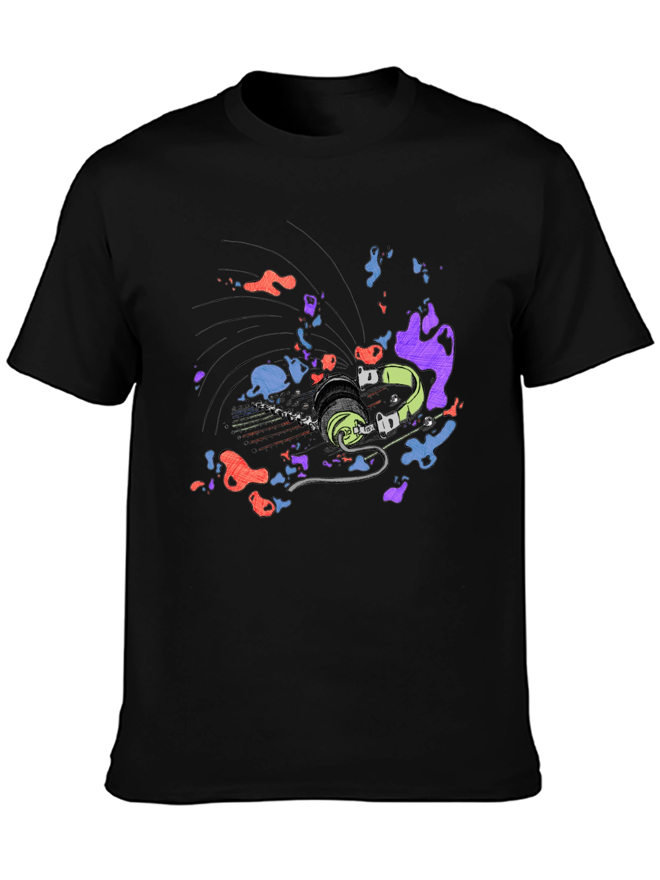 Abstract Headphones Graphic T-Shirt