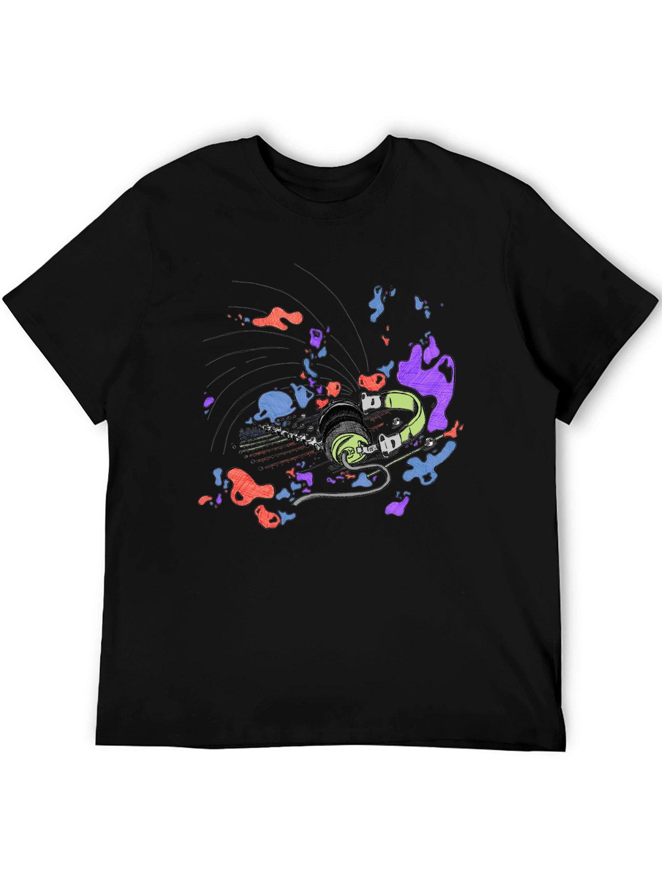 Abstract Headphones Graphic T-Shirt