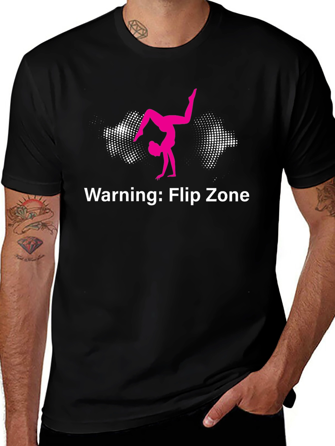 Warning: Flip Zone Black T-Shirt Gymnastics
