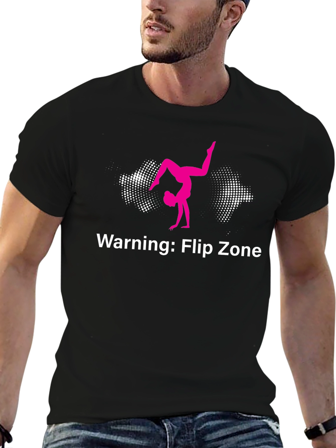 Warning: Flip Zone Black T-Shirt Gymnastics