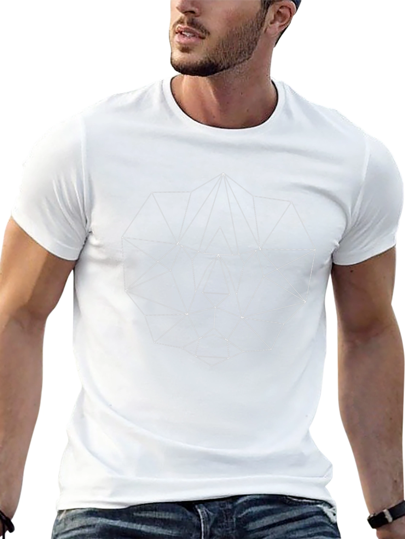 Geometric Line Art Black T-Shirt - Modern Design