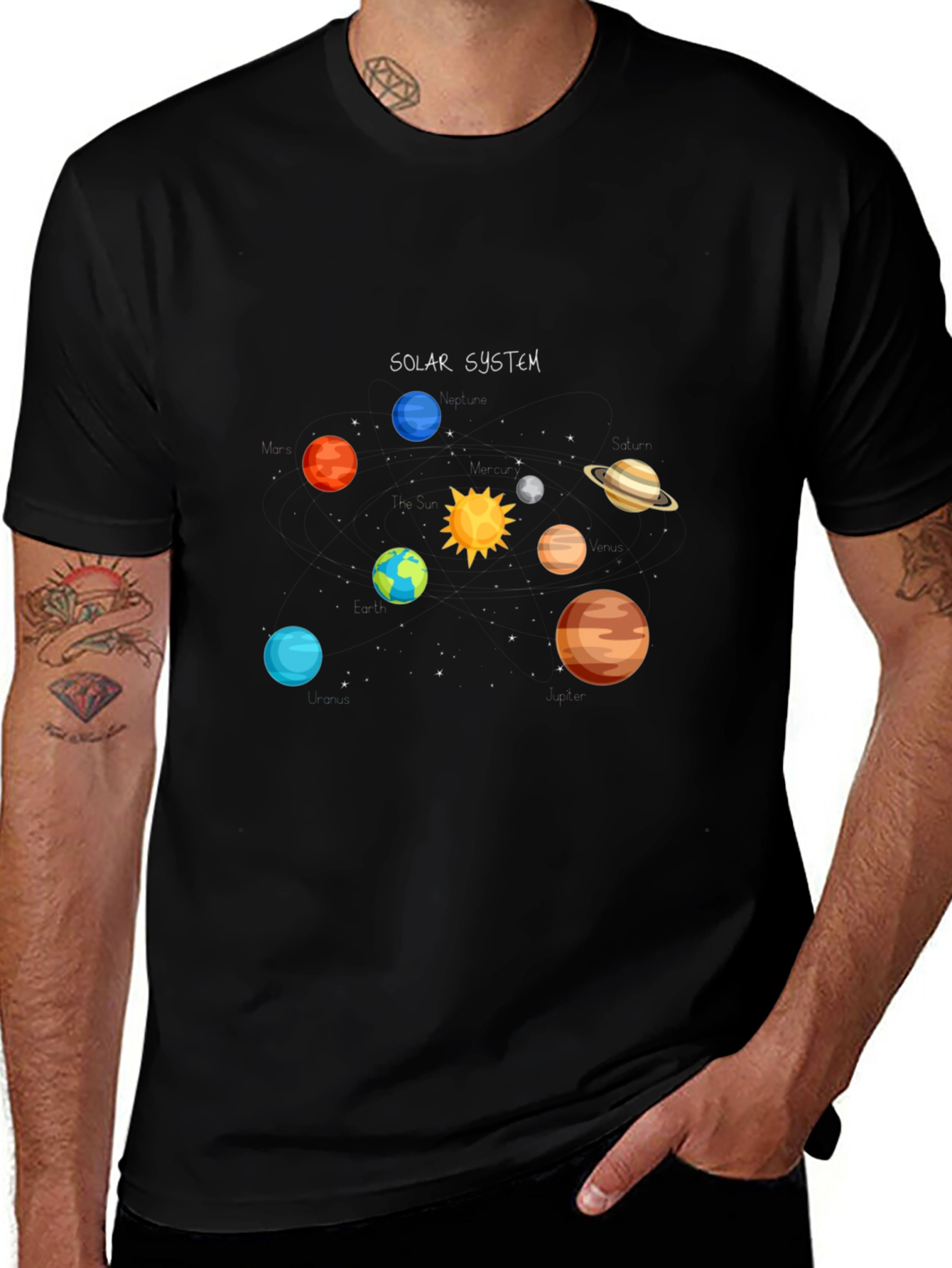 Solar System Graphic T-Shirt - Outer Space Design