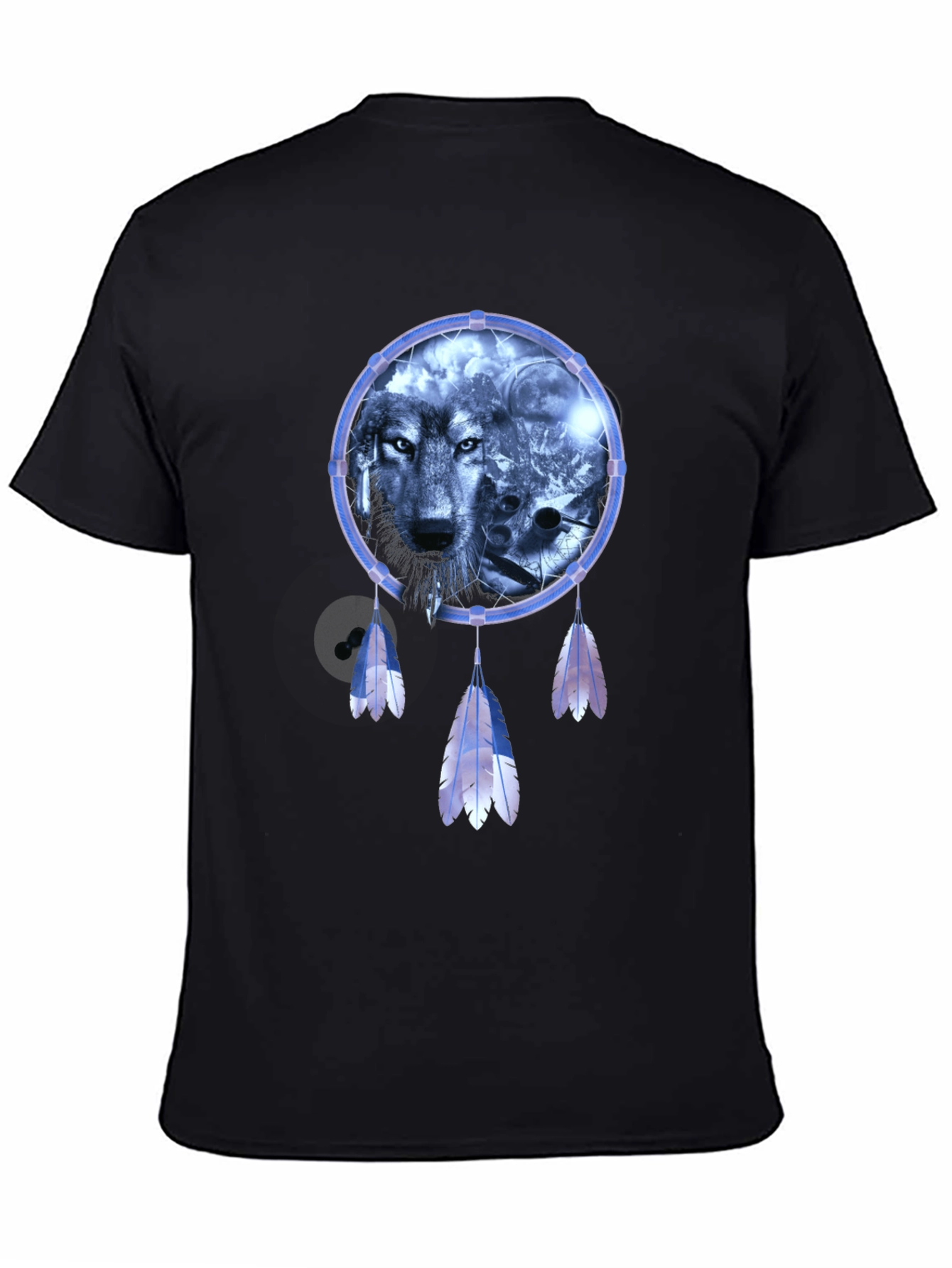 Wolf Dreamcatcher Graphic T-Shirt - Mens Black Tee