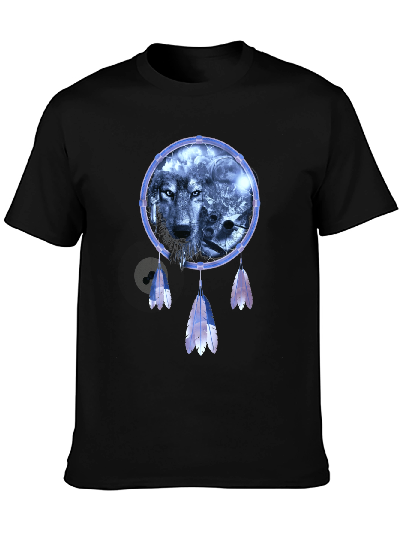 Wolf Dreamcatcher Graphic T-Shirt - Mens Black Tee