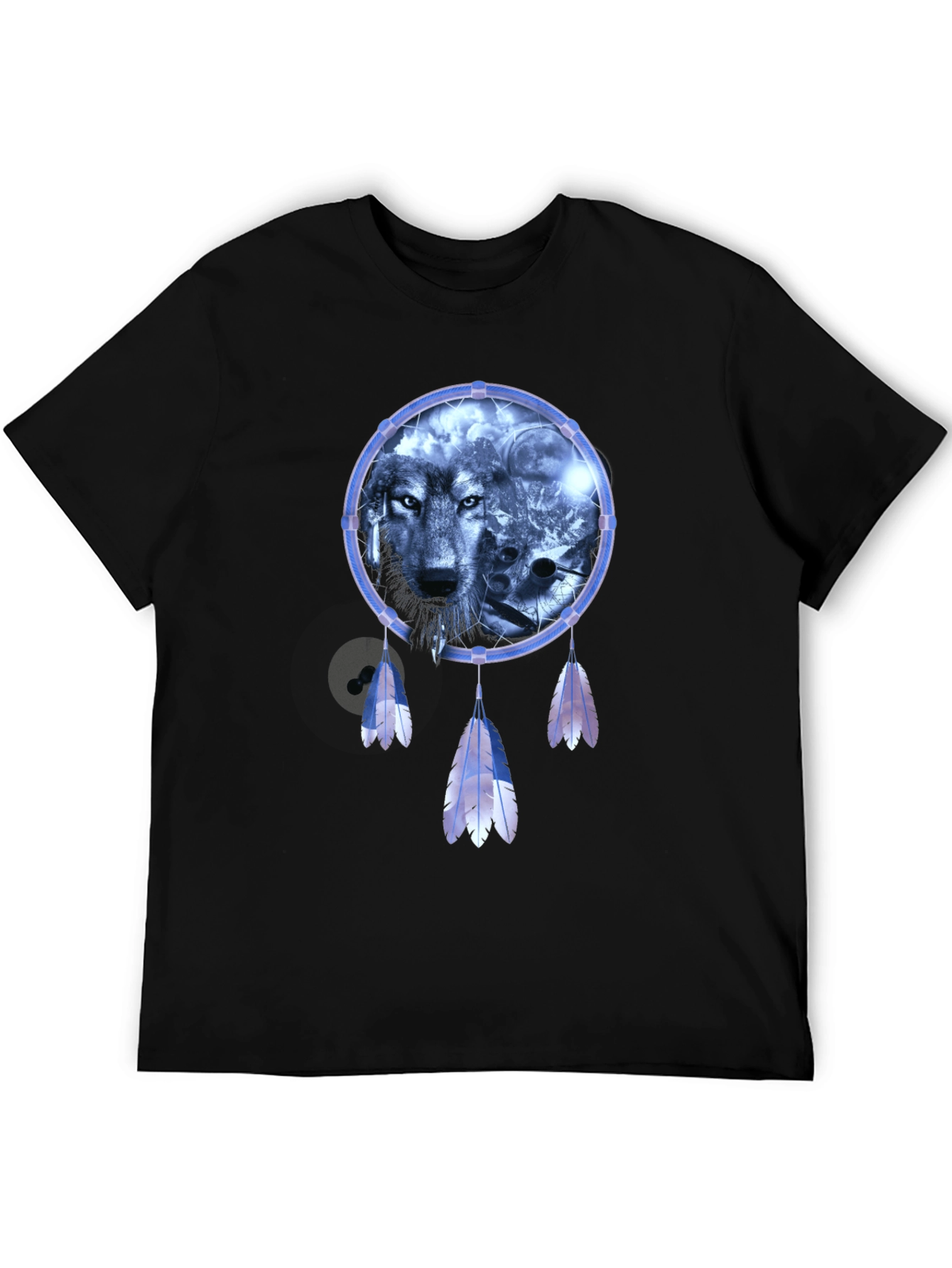 Wolf Dreamcatcher Graphic T-Shirt - Mens Black Tee