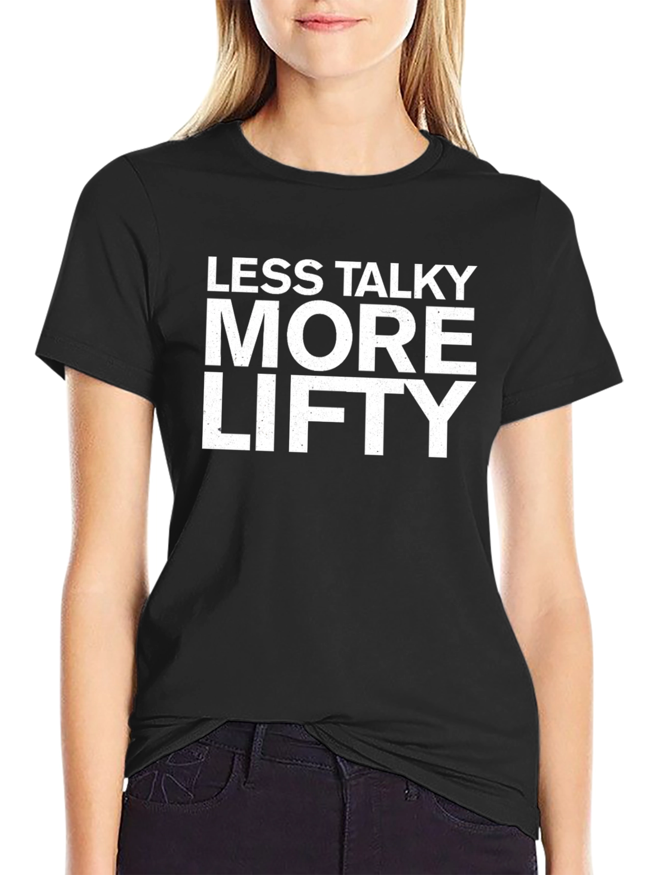Less Talky More Lifty Graphic Tee - Black